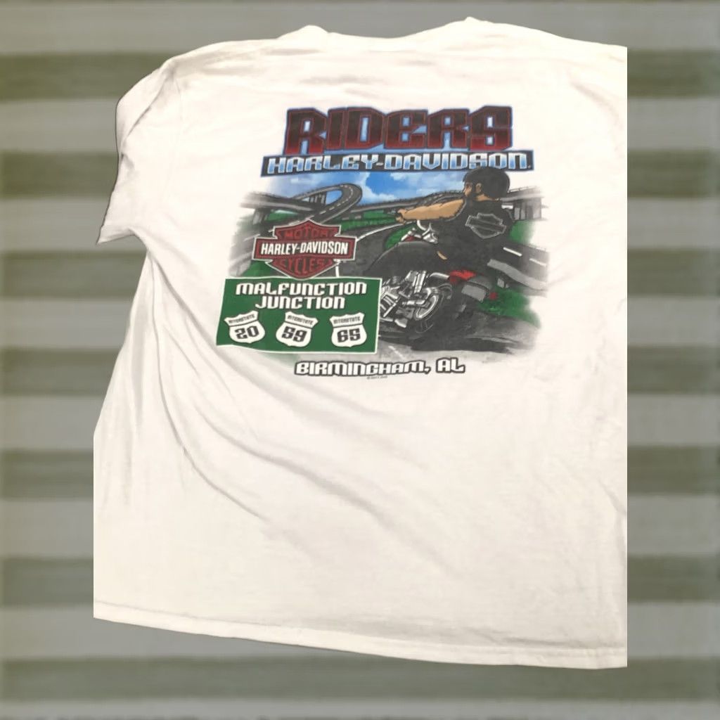 Harley Davidson Harley-Davidson Shirt Motorcycle Graphic Print Long Sleeve Double-Sided 2011 2018 Birmingham AL White L Mens Size US L / EU 52-54 / 3 - 1 Thumbnail
