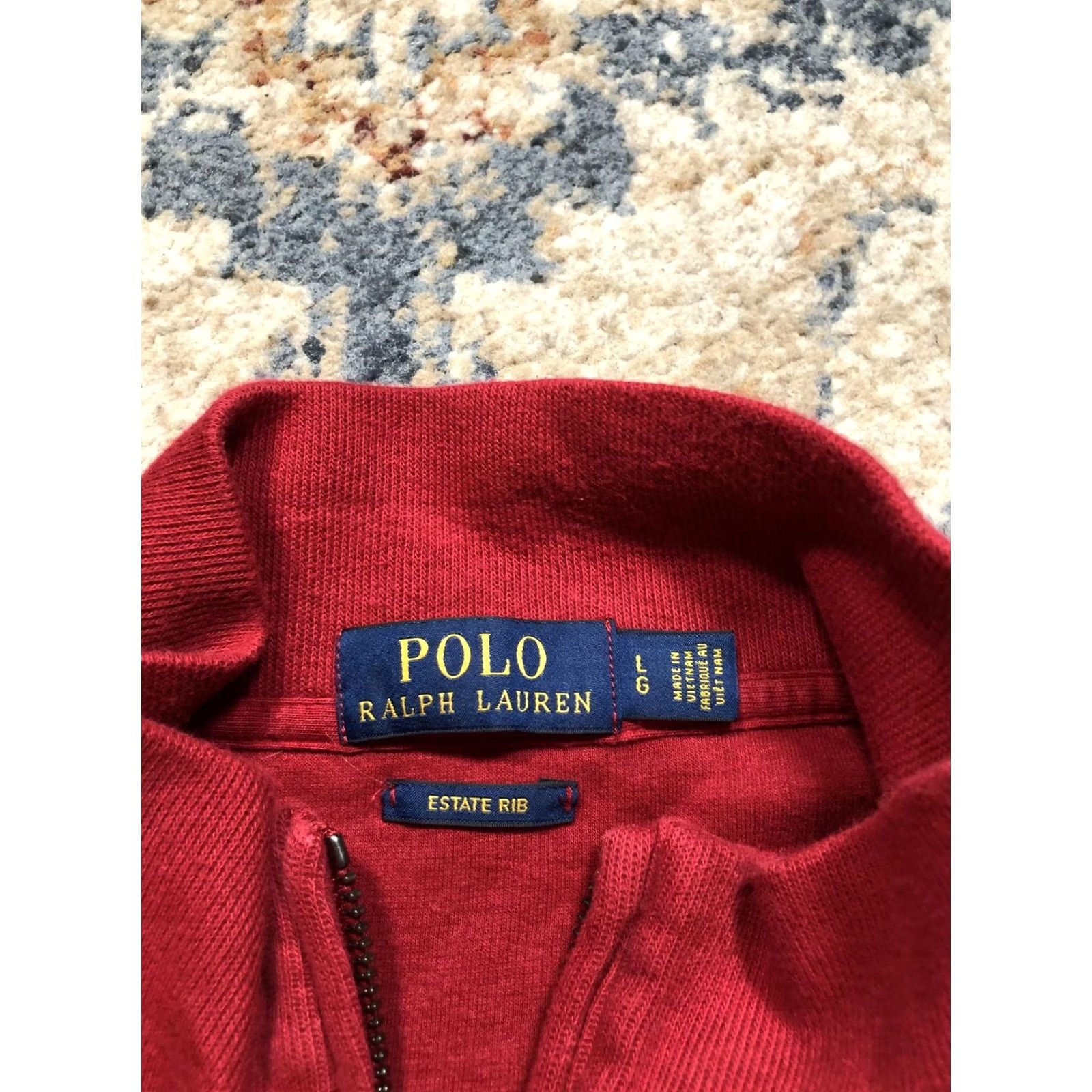 Polo Ralph Lauren Polo Ralph Lauren Sweater Mens Large Red Estate Rib Quarter Zip Knit Pullover Size US L / EU 52-54 / 3 - 7 Thumbnail