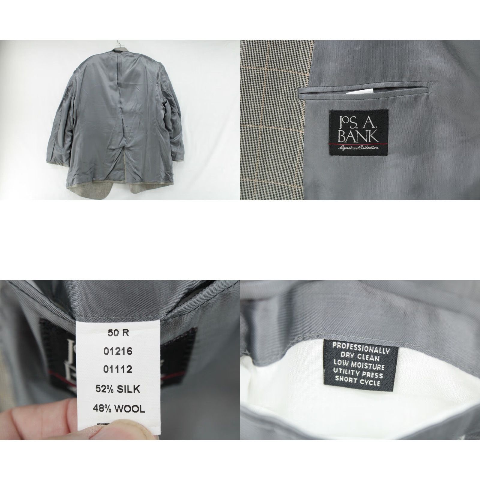 Jos. A. Bank VINTAGE Jos. A. Bank Blazer Men's 50R Gray Plaid Micro Houndstooth Preppy Regencycore Boss Size 50R - 8 Thumbnail