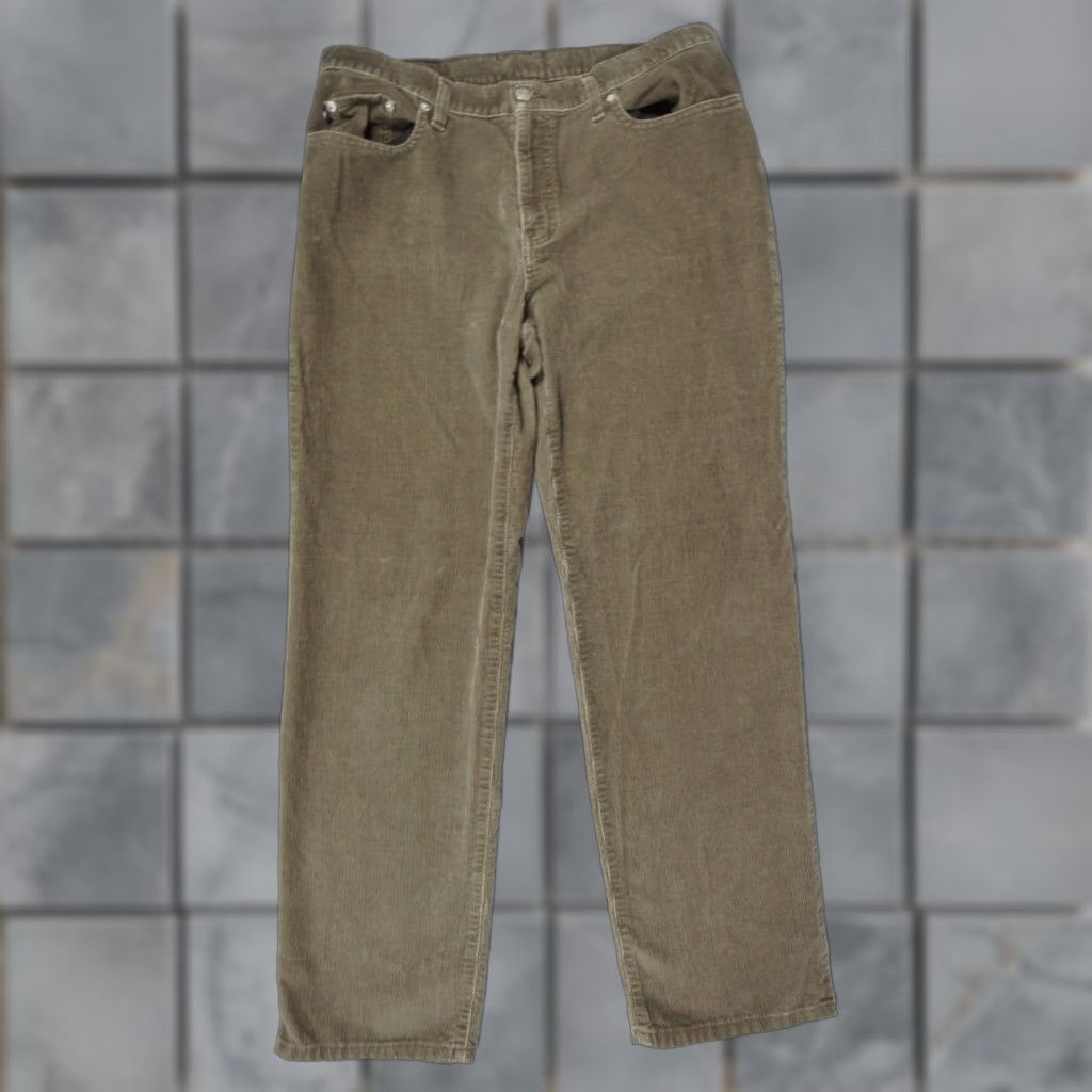 Polo Ralph Lauren VINTAGE Polo Ralph Lauren Pants Womens 12 Green Corduroy Chino Outdoor Stretch Flat Front Regular Size 34" / US 12 / IT 48 - 1 Thumbnail