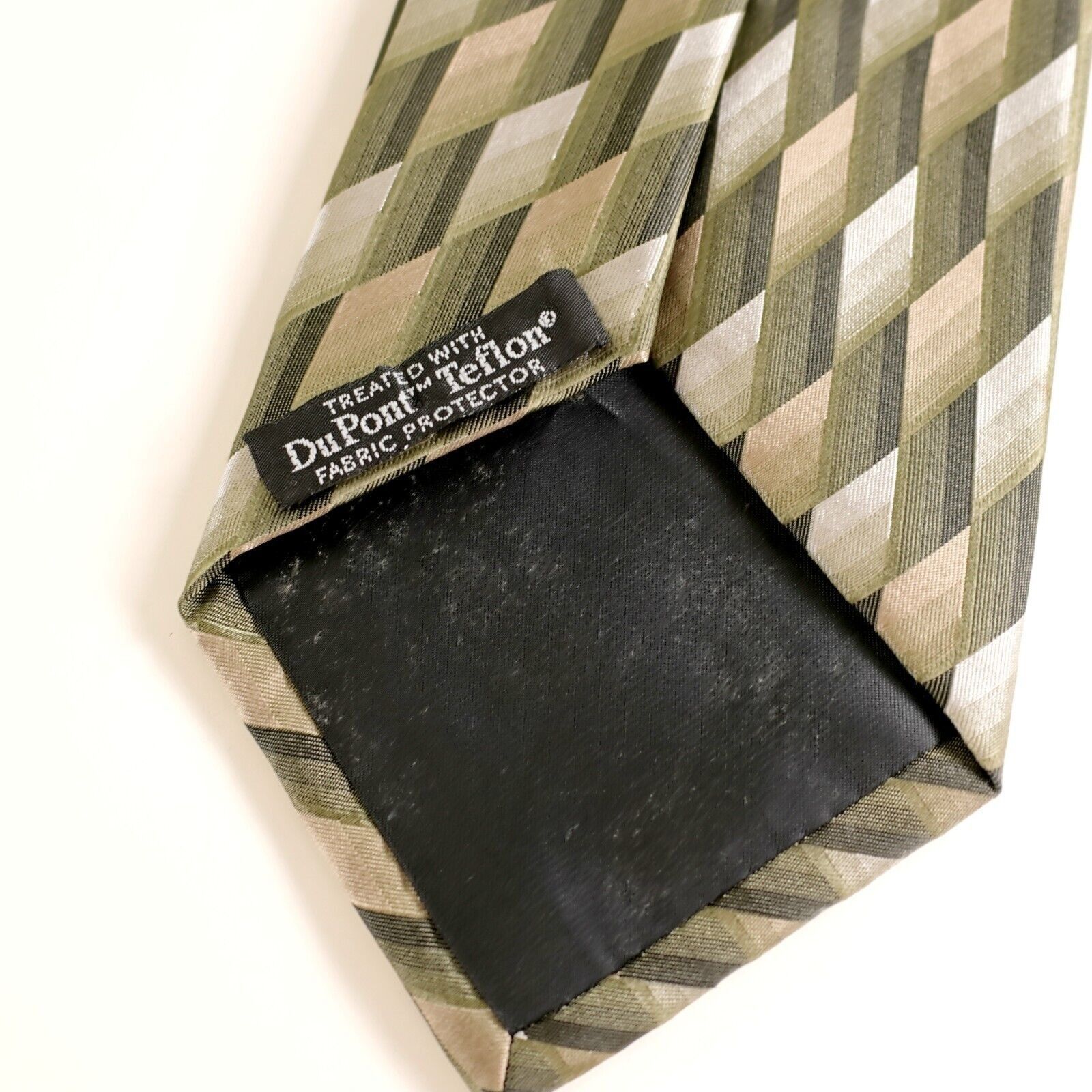 Dockers Dockers Du Pont Teflon Green Tan Geometric Woven Wide Silk T Size ONE SIZE - 4 Thumbnail