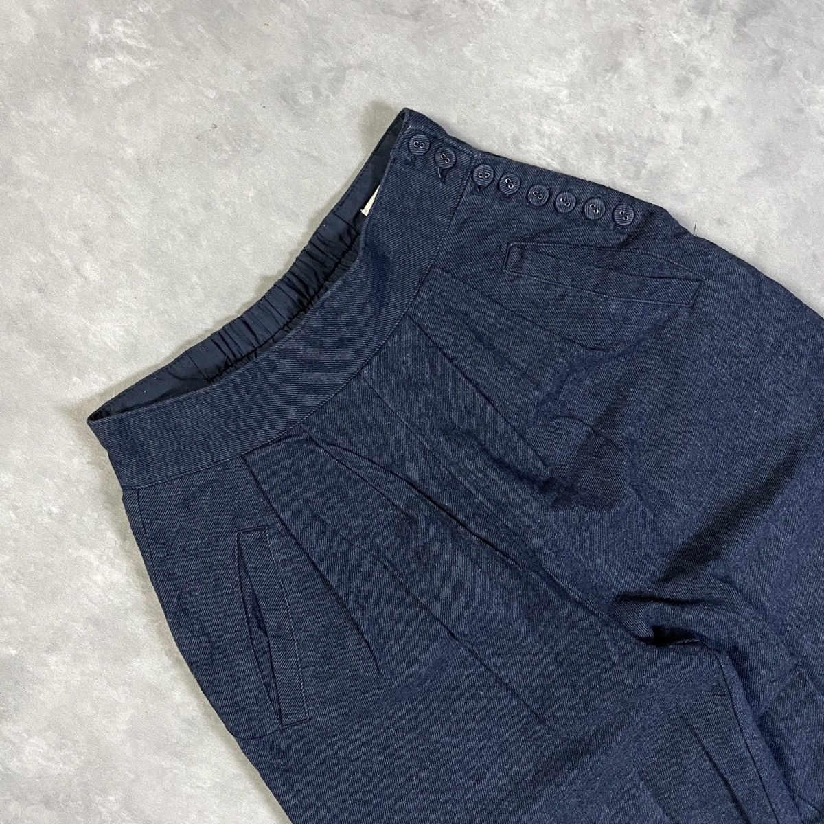 Beams Plus BEAMS Navy Pleated Wide Leg Pants Size 24" / US 00 / IT 34 - 2 Thumbnail