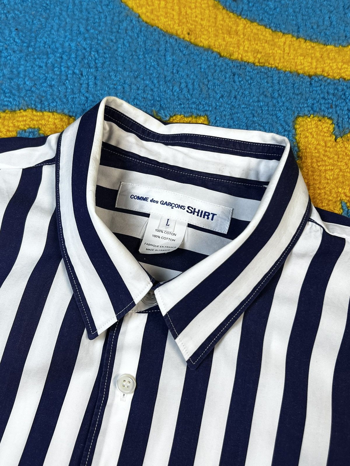 Comme des Garcons SHIRT × Vintage Comme Des Garçons SHIRT Stripped Blue Buttons Up Shirt Size US L / EU 52-54 / 3 - 7 Thumbnail