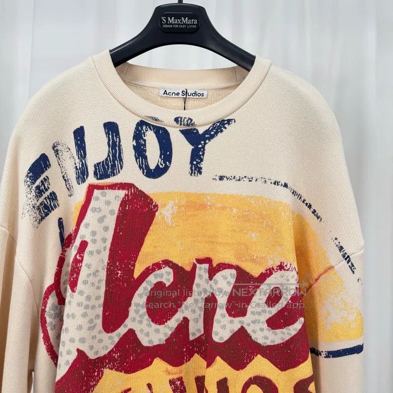 Acne Studios Acne Studios Beige water-washed print hooded sweatshirt Size US XXS / EU 40 - 3 Thumbnail