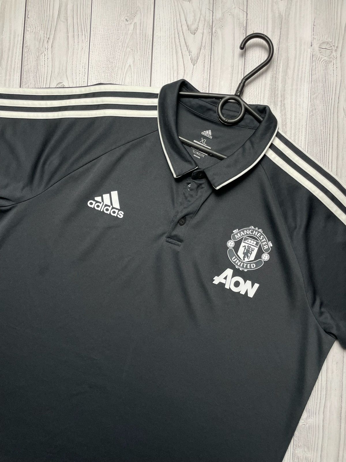 Vintage Vintage adidas Manchester United soccer polo grey black XL Size US XL / EU 56 / 4 - 2 Thumbnail