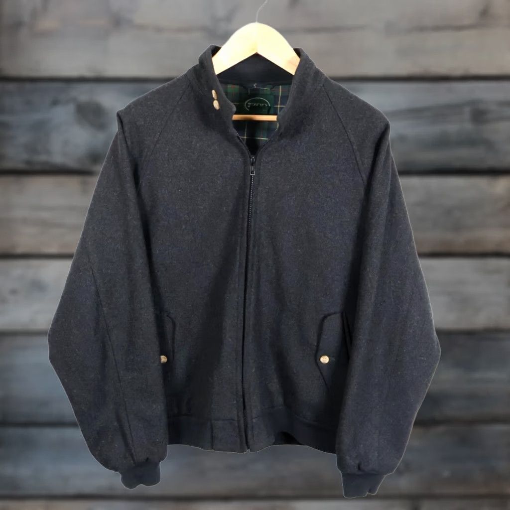 Izod VINTAGE IZOD Wool Bomber Jacket Mens Large Dark Gray Full Zip Tartan Plaid Lined Preppy Size US L / EU 52-54 / 3 - 1 Thumbnail