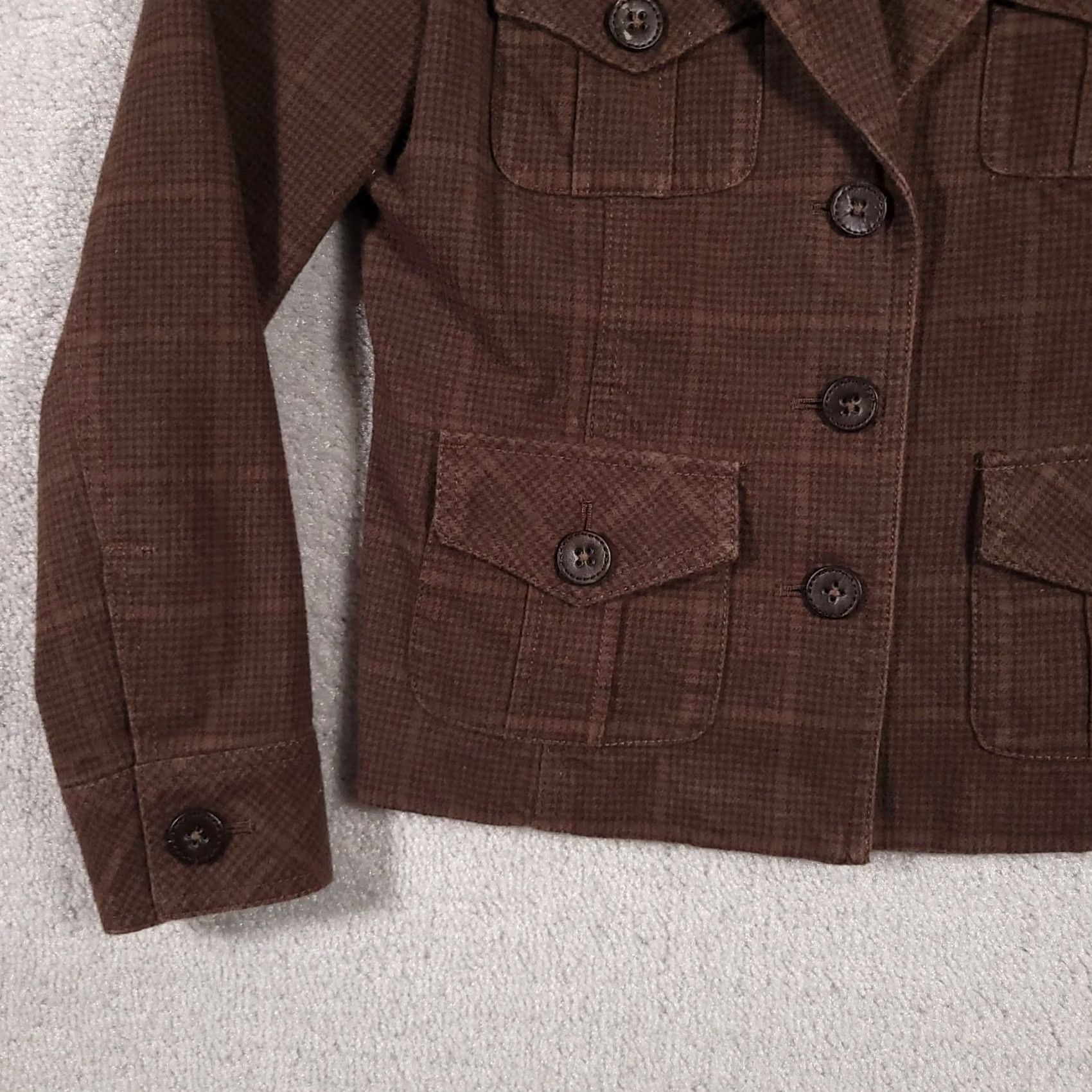 Vintage Ruff Hewn Blazer Jacket Women's M Brown Plaid 3 Button Front Well Worn Size M / US 6-8 / IT 42-44 - 4 Thumbnail