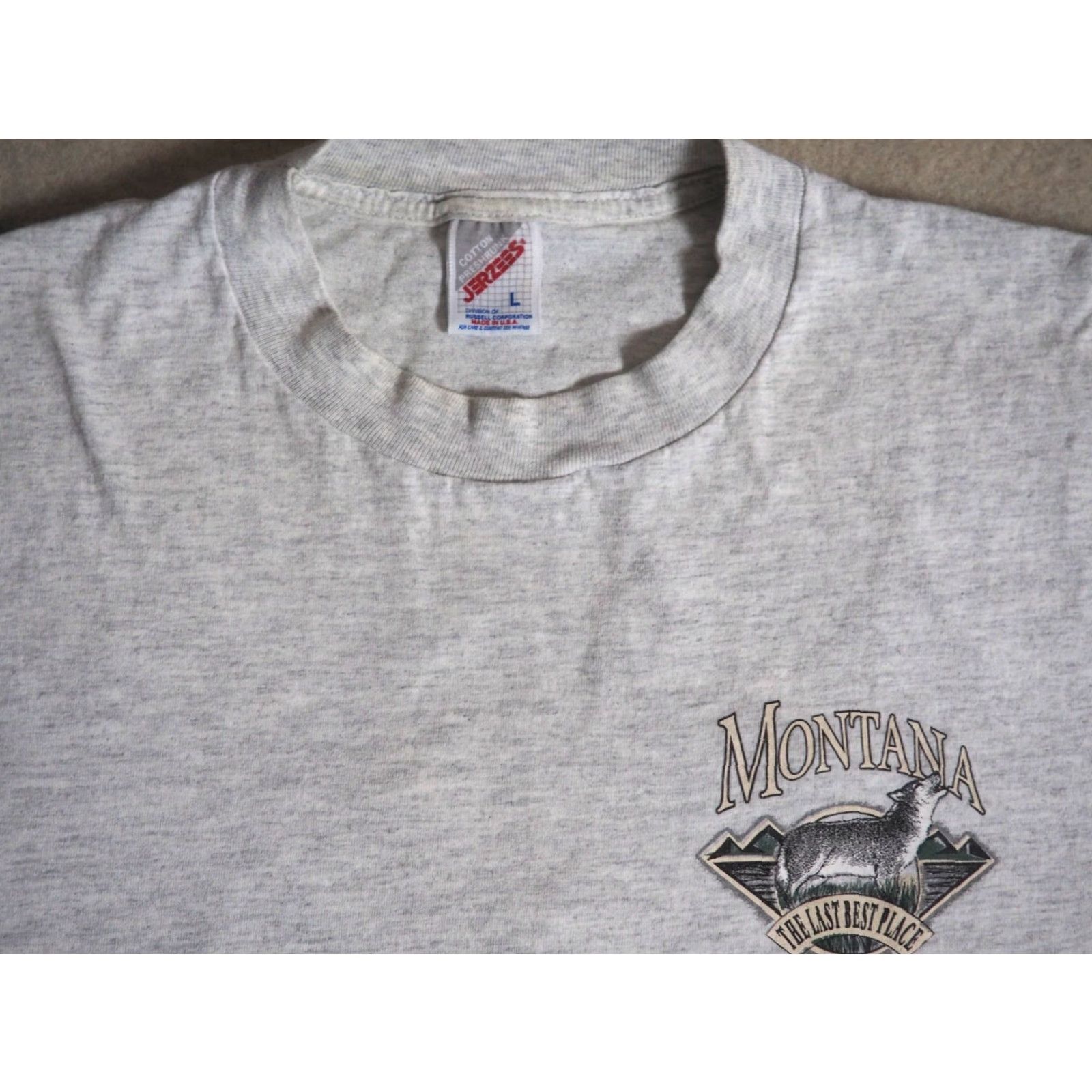 Jerzees VTG 90s Jerzees Canis Lupus Gray Wolf Nature Animal Montana Tee T-Shirt Mens L Size US L / EU 52-54 / 3 - 7 Thumbnail