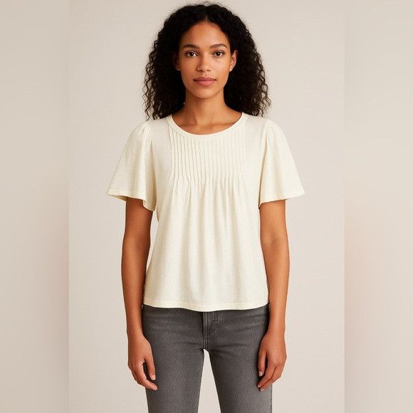 Joie Joie Pleated Flutter Sleeve Top White Size S Size S / US 4 / IT 40 - 1 Thumbnail