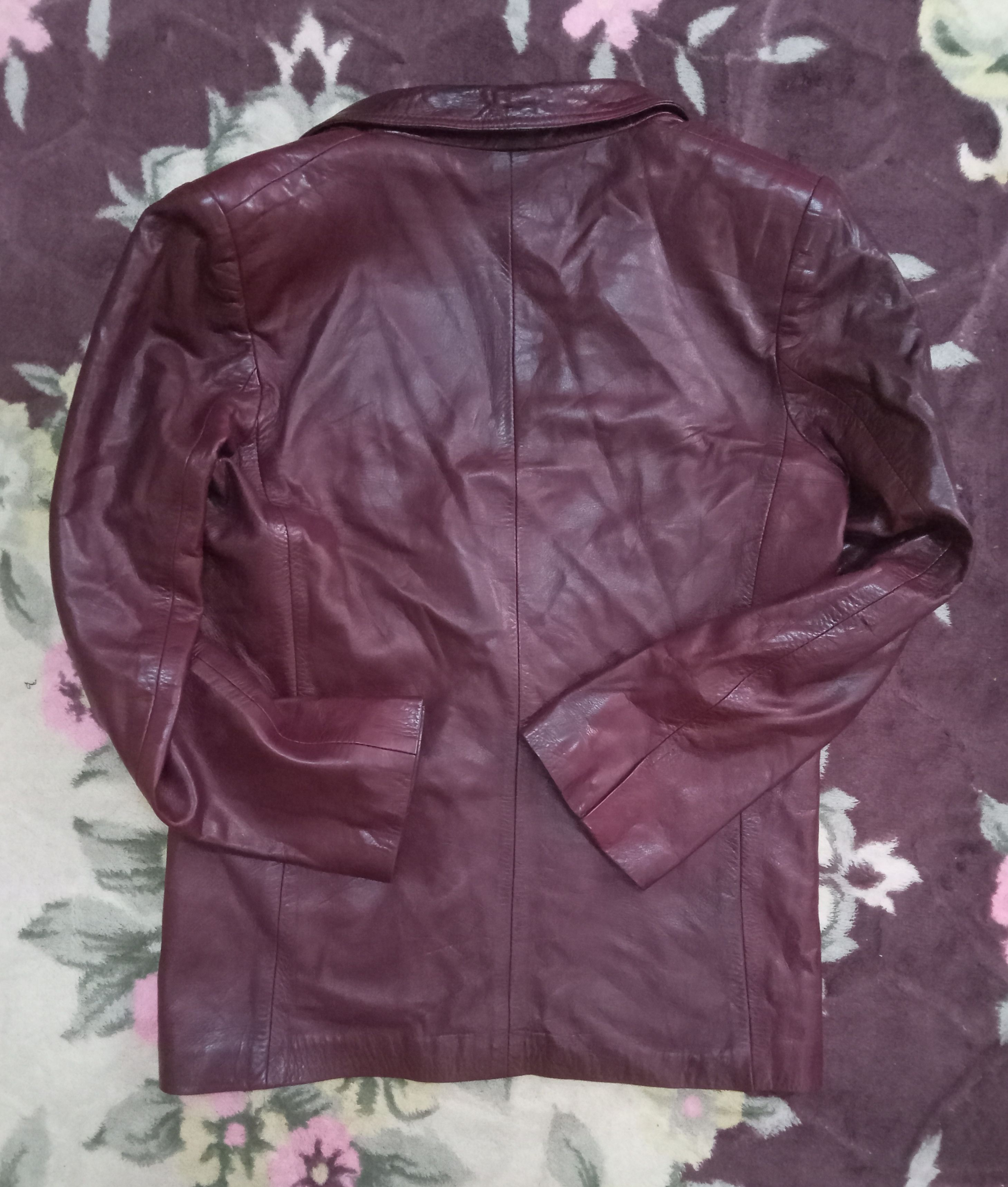 Loewe Loewe Leather Maroon / Mohagany Blazer Size M / US 6-8 / IT 42-44 - 2 Thumbnail