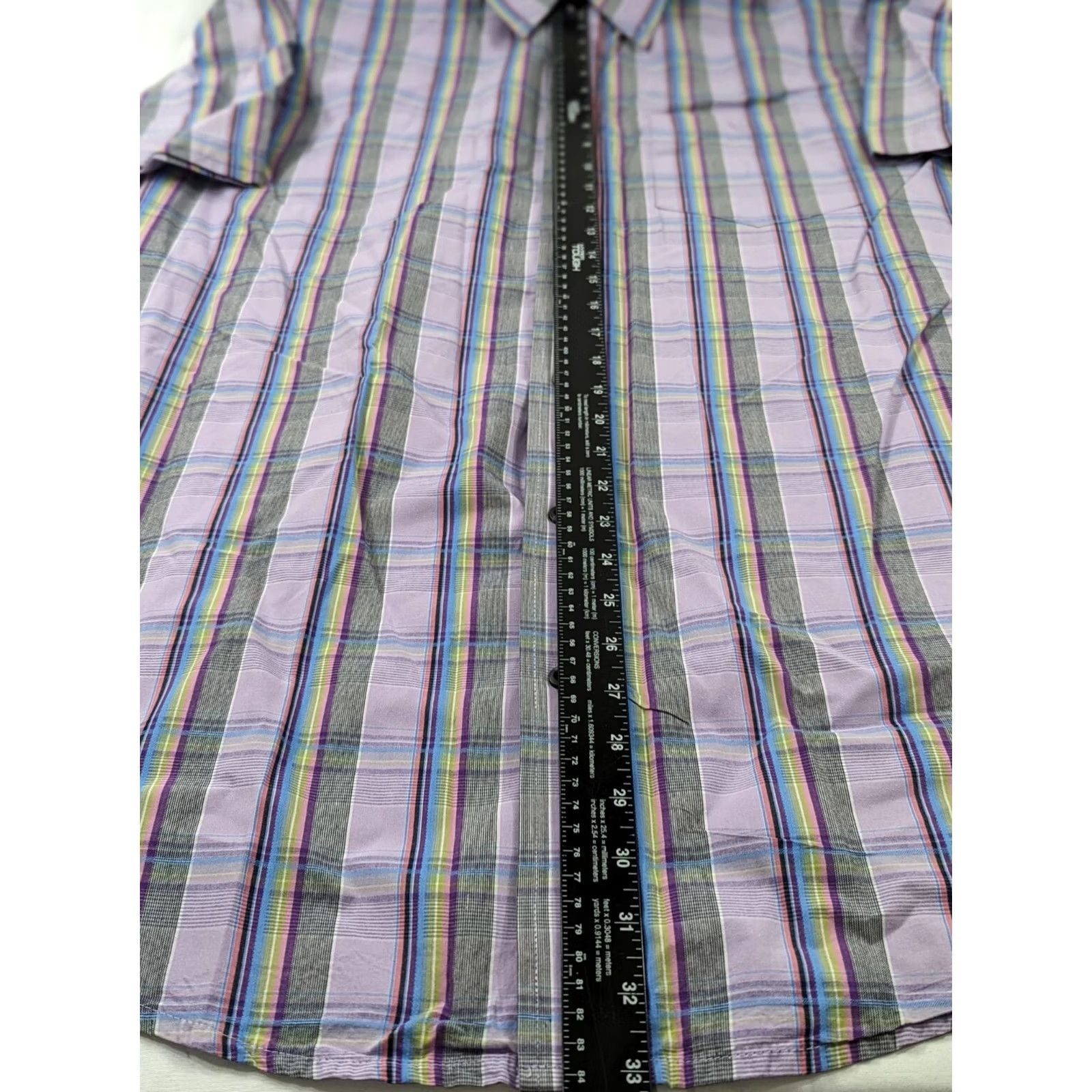 Wrangler Wrangler Shirt Mens Plaid Button-Up Short Sleeve XLT Purple Plaid Pattern 100% Cotton Size US 36 / EU 52 - 5 Thumbnail