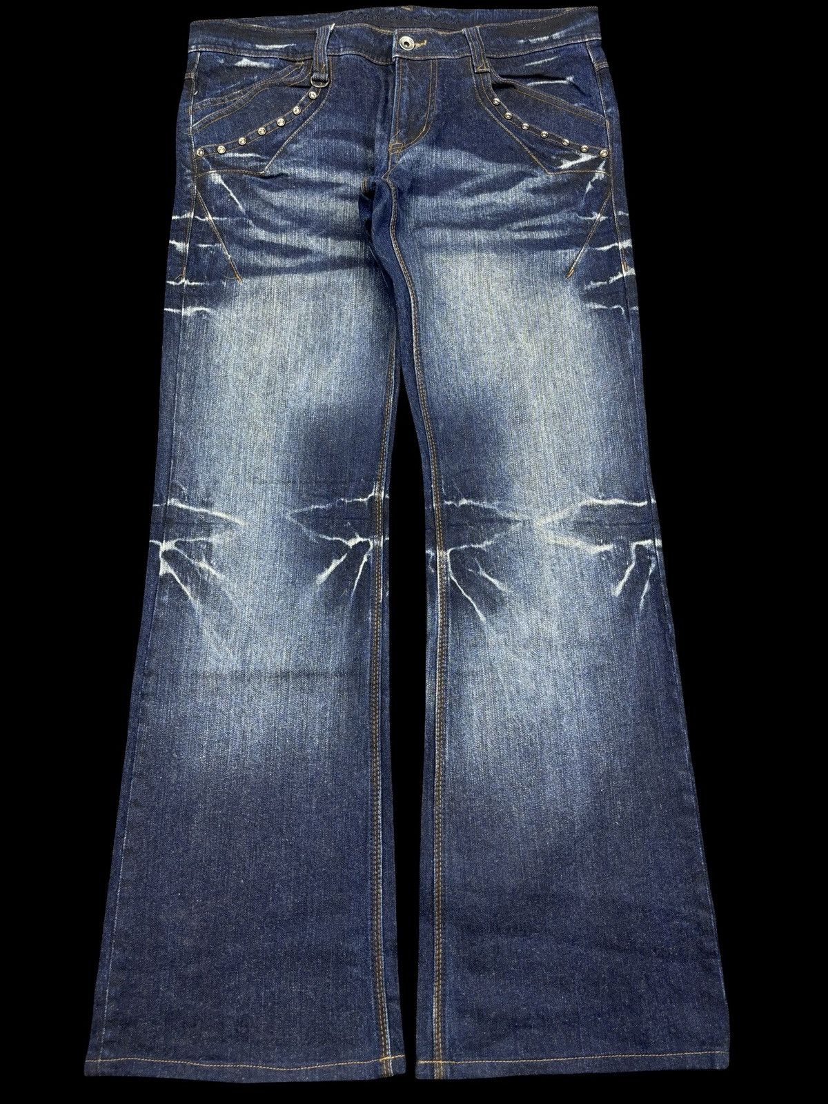 Japanese Brand 💥FLARE🔥Insane NCFM Japan Stone Wash Flare Jeans F714 Size US 36 / EU 52 - 1 Thumbnail