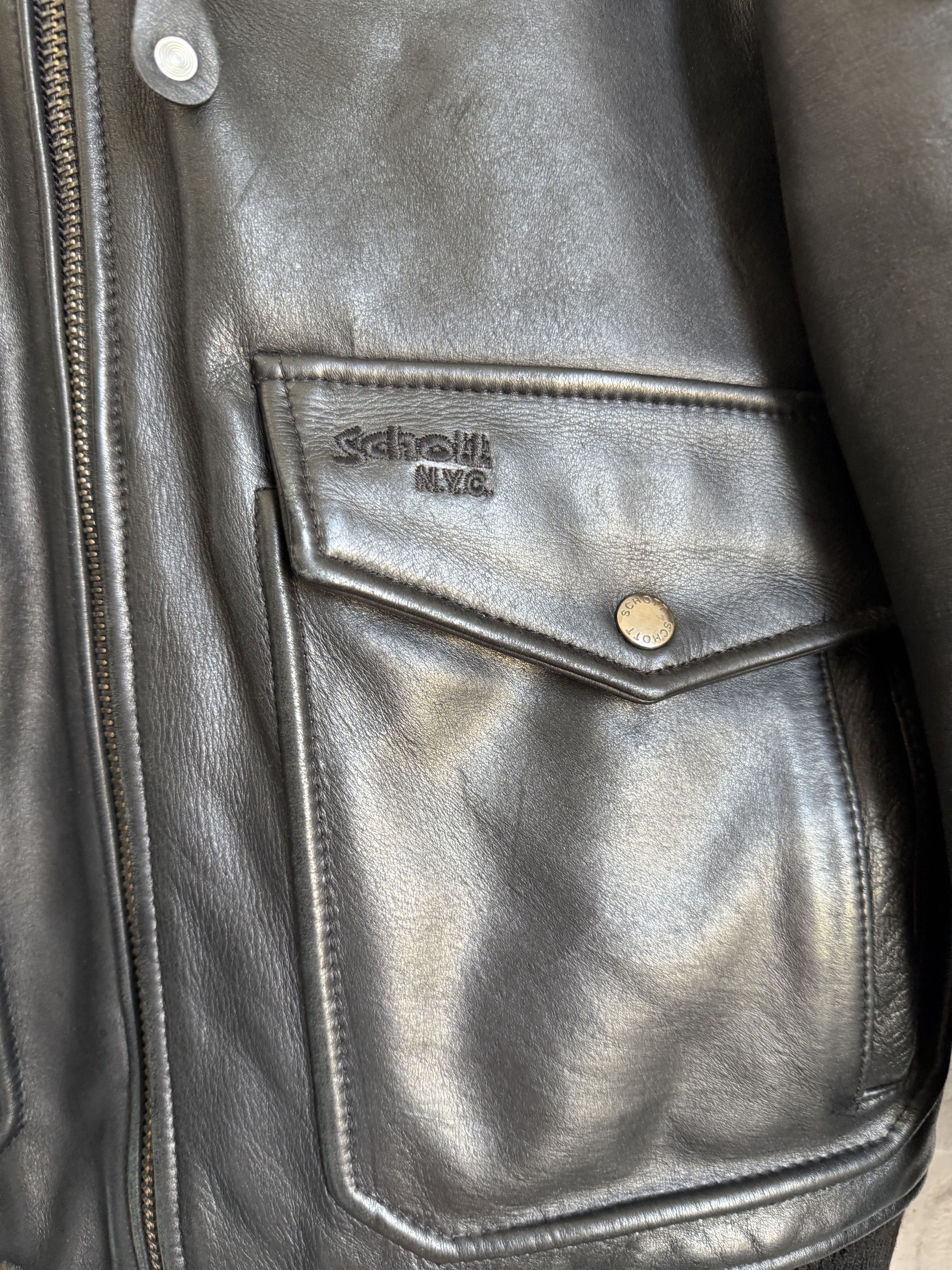 Schott Schott aviator leather jacket packable hood Size US M / EU 48-50 / 2 - 12 Thumbnail