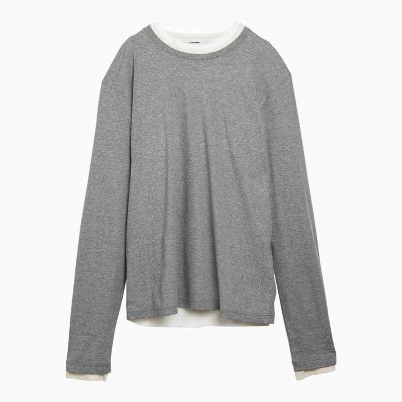 image of Jil Sander Grey Multilayer Long-Sleeved T-Shirt, Men's (Size XL)