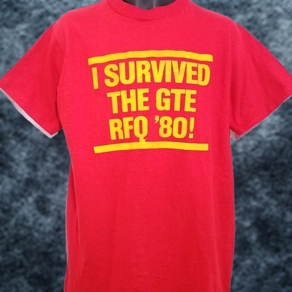 Vintage VINTAGE GTE T Shirt Mens Large Red 80s I Survived The GTE RFQ Made In USA Mens T-Shirt Red 80s GTE RFQ I Survived Size US L / EU 52-54 / 3 - 1 Thumbnail