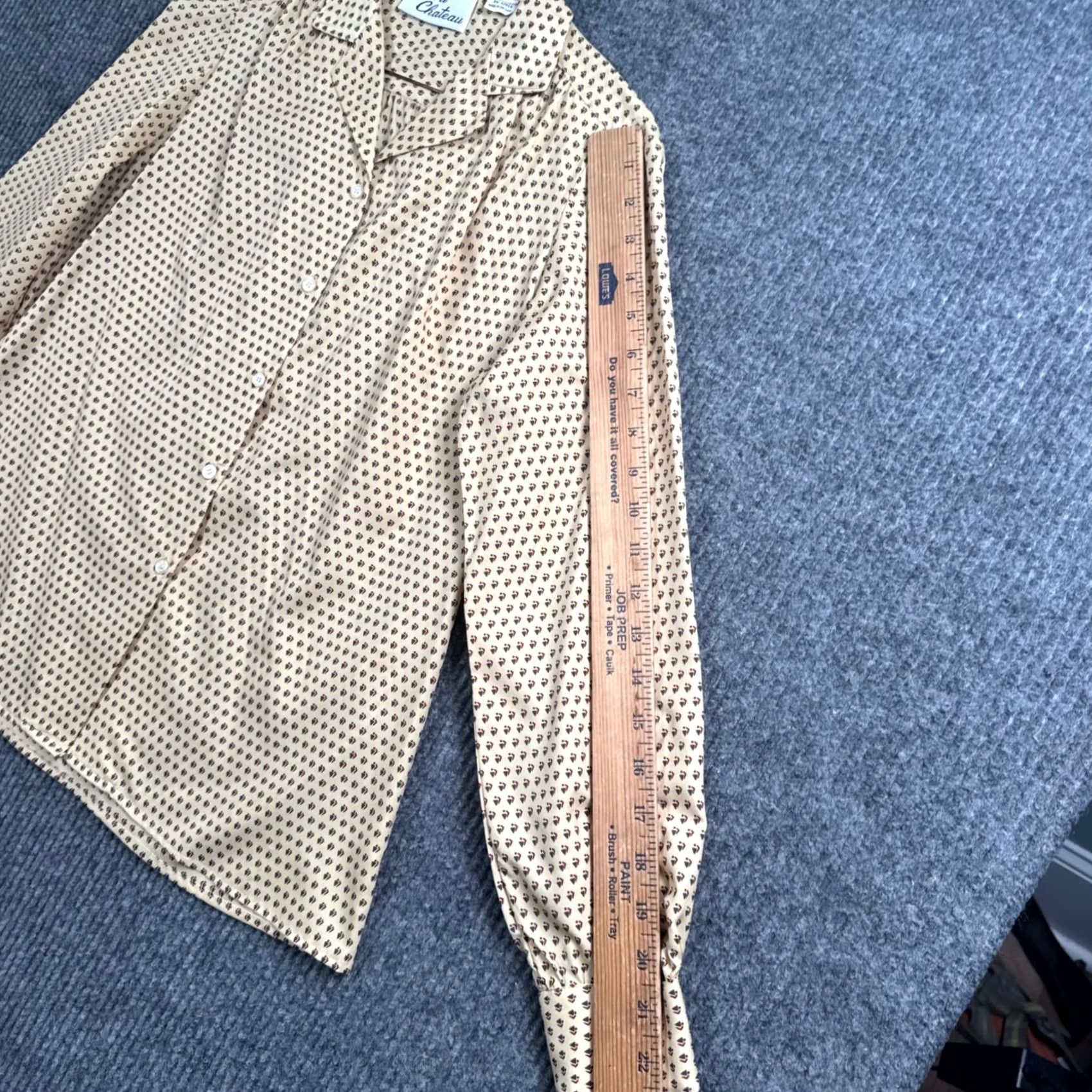 Vintage VINTAGE Andre Chateau Geometric Button Up Blouse Long Sleeve Womens Size 8 Tan Size M / US 6-8 / IT 42-44 - 4 Thumbnail