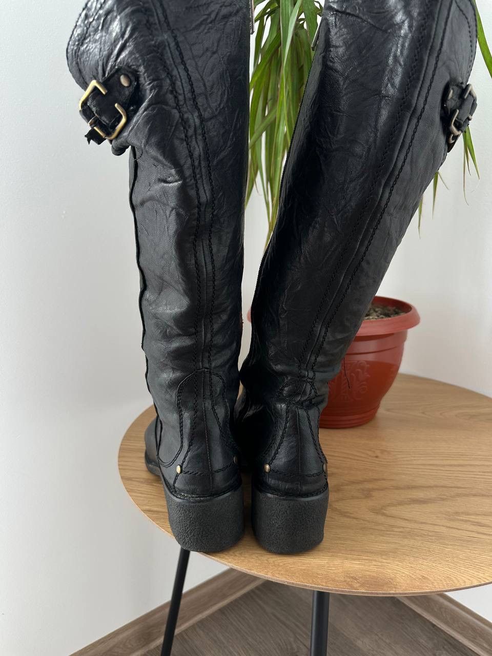 Genuine Leather × Japanese Brand CAFENOIR Women’s Black Leather Knee-High Italian Boots Size US 8.5 / IT 38.5 - 13 Thumbnail