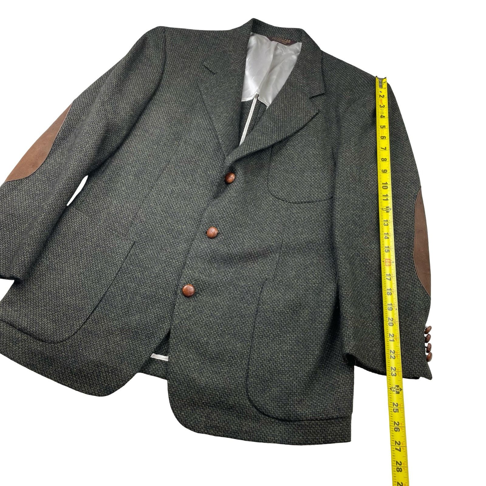 Nordstrom Nordstrom Men's 100% Wool 3-Button Tweed Blazer Green/Elbow Size 42L - 12 Thumbnail