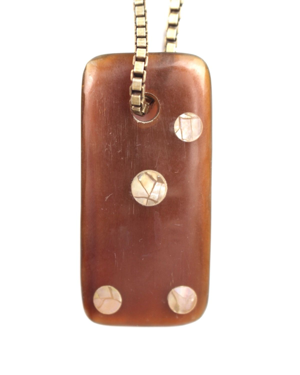 Vintage 2000S NATURAL HORN DOMINO PENDANT GOLD-TONE CHAIN Size ONE SIZE - 2 Thumbnail