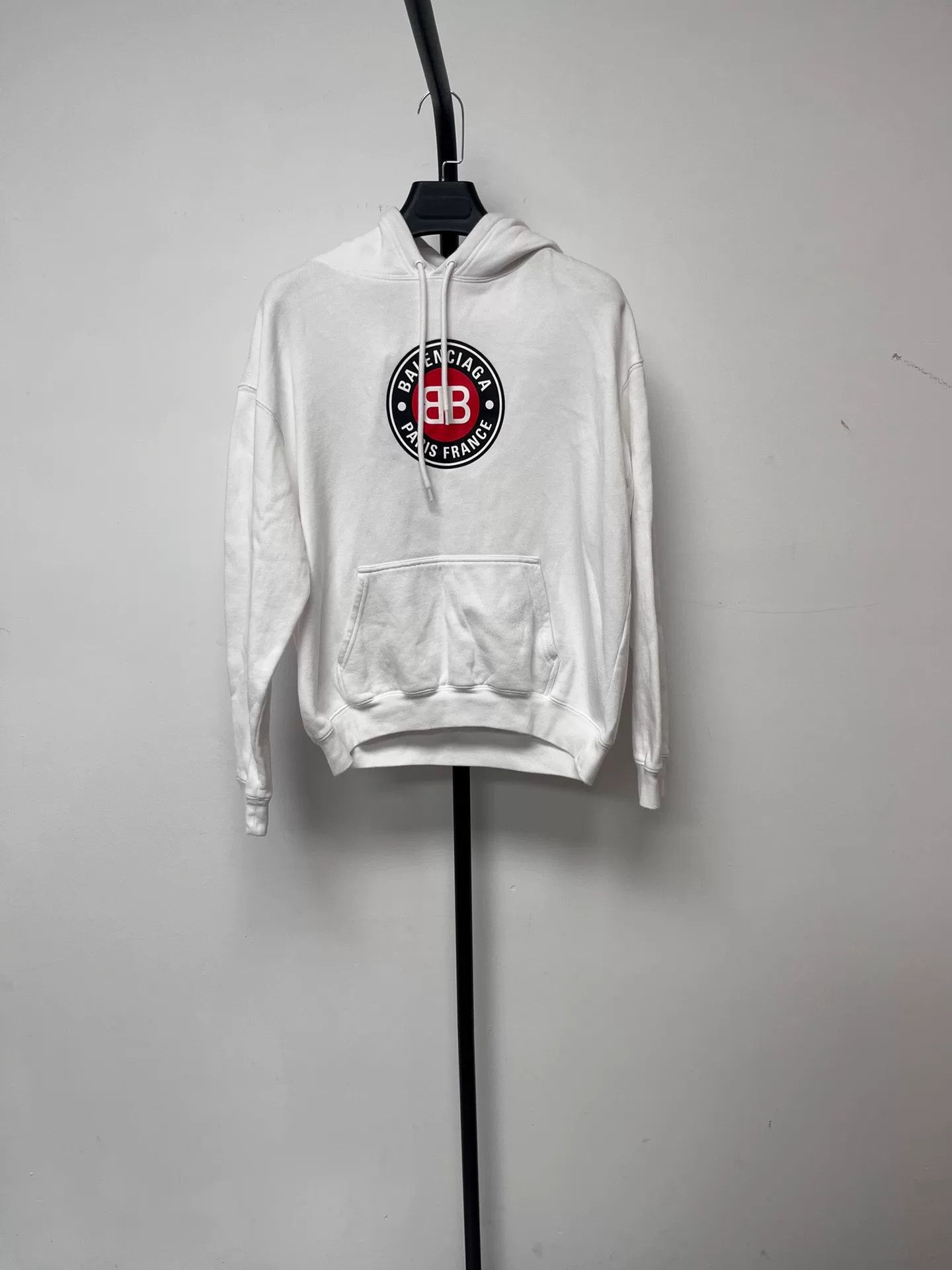 Balenciaga Balenciaga Logo Print White Hoodie for Women Size L / US 10 / IT 46 - 1 Thumbnail