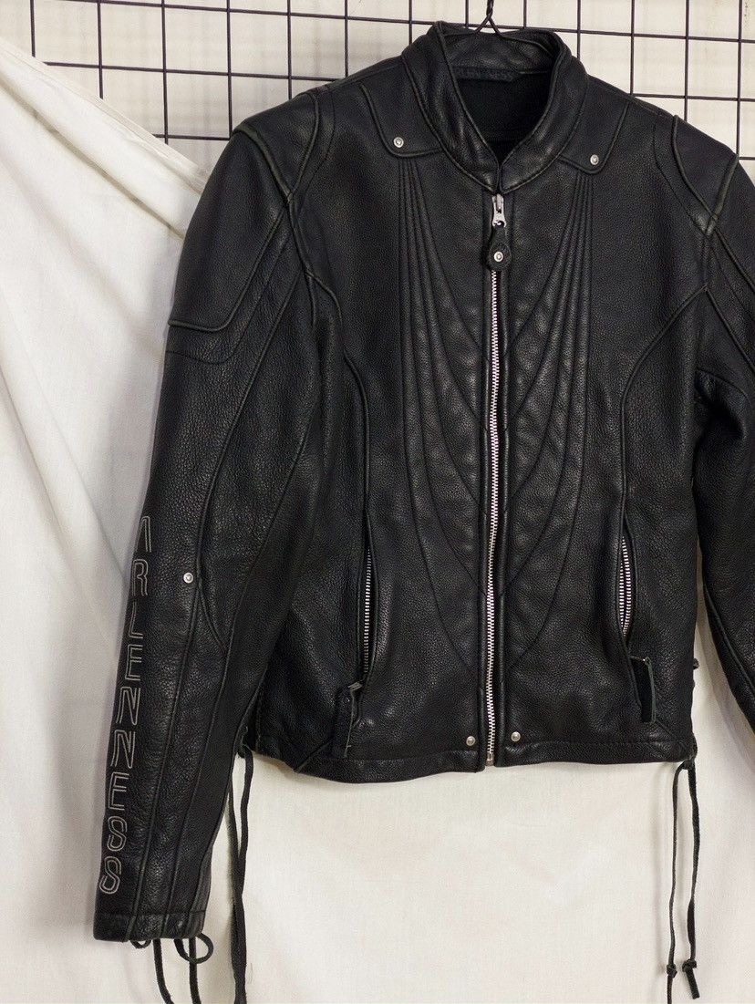 Vintage ARLENNESS motorcycle leather jacket with lace up&embroidery Size M / US 6-8 / IT 42-44 - 3 Thumbnail