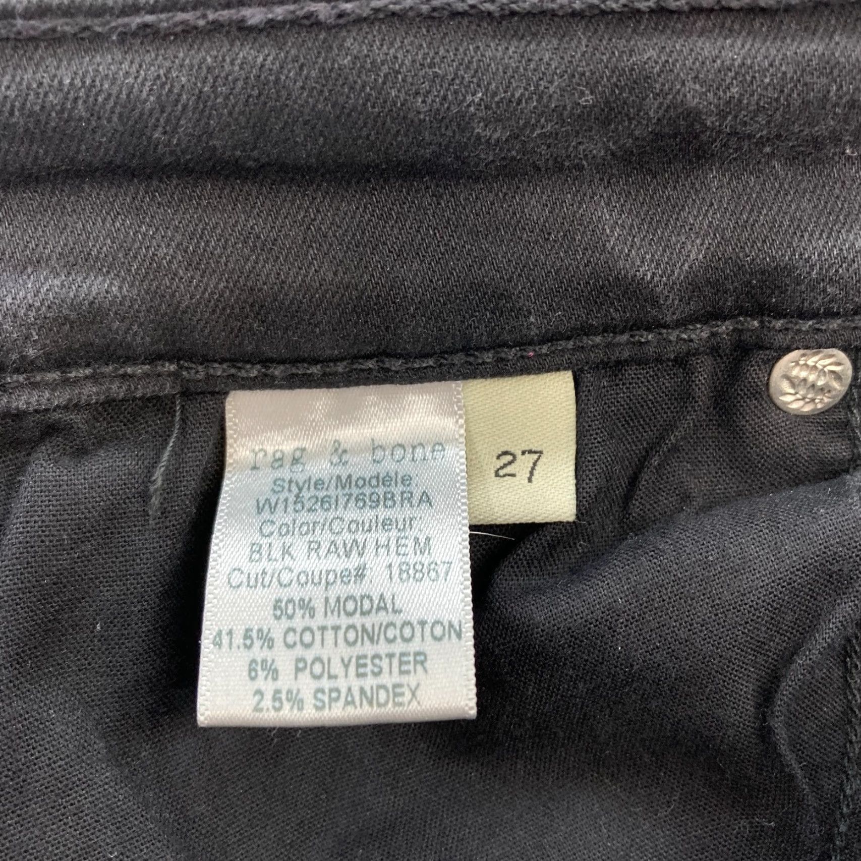 Rag & Bone Rag & Bone Skinny Ankle Jeans Women 27 Black Stretch Denim Low Rise Distressed Jeans Size 27" / US 4 / IT 40 - 5 Thumbnail