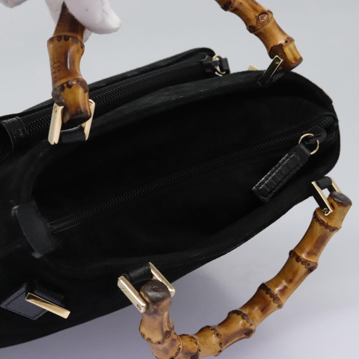 Gucci GUCCI Bamboo Handbag Suede Black Gold 000 2265 000 2265 Size ONE SIZE - 6 Thumbnail