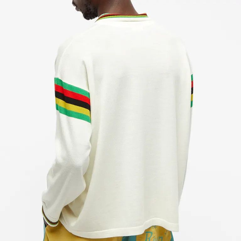 Bode $719 Bode Cycling Stripe Logo Knitted Long Sleeve Polo Size US M / EU 48-50 / 2 - 5 Thumbnail