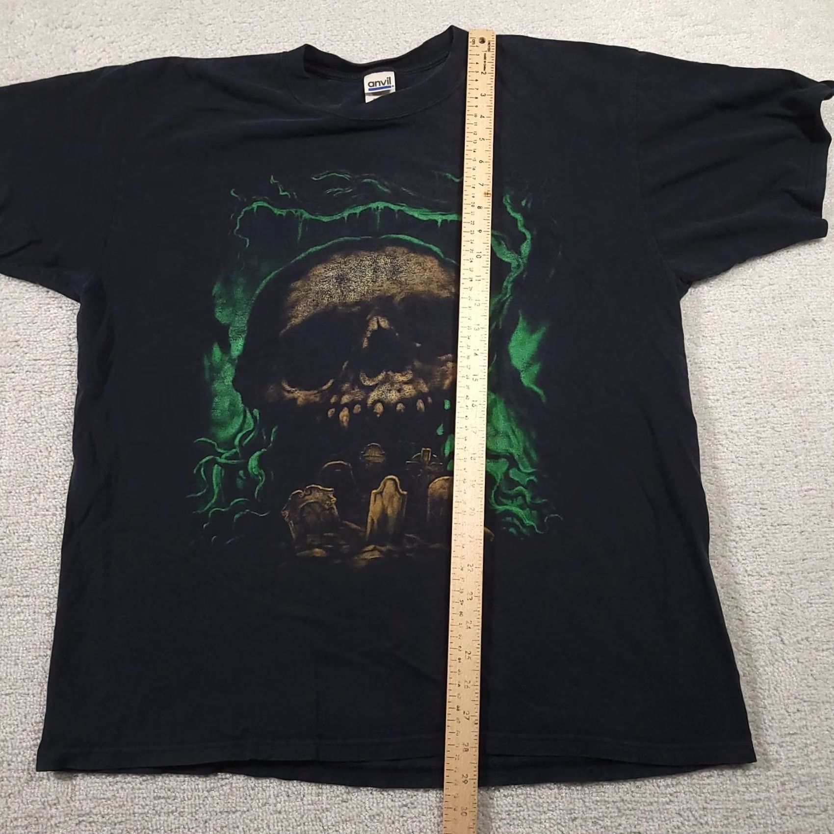 Anvil VINTAGE Anvil Skull T-Shirt XL Wes Benscoter Art Horror Cemetery Graves Metal Black Shirt Mens XL Skull T-Shirt 90s Art Horror Licensed? Size US XL / EU 56 / 4 - 5 Thumbnail