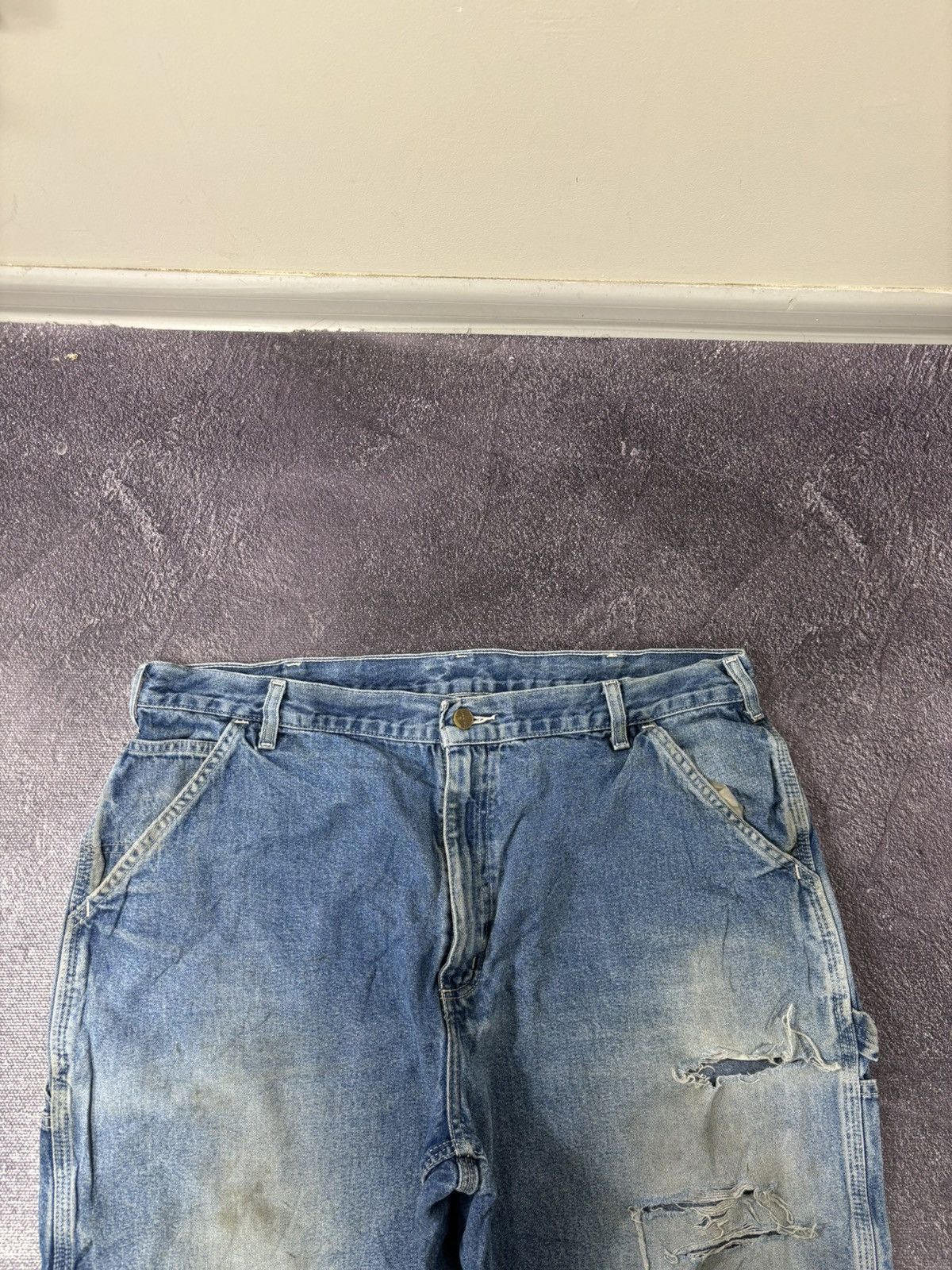 Carhartt Vintage Carhartt Dungaree Fit Faded Blue Denim Baggy Jeans Size US 40 / EU 56 - 13 Thumbnail