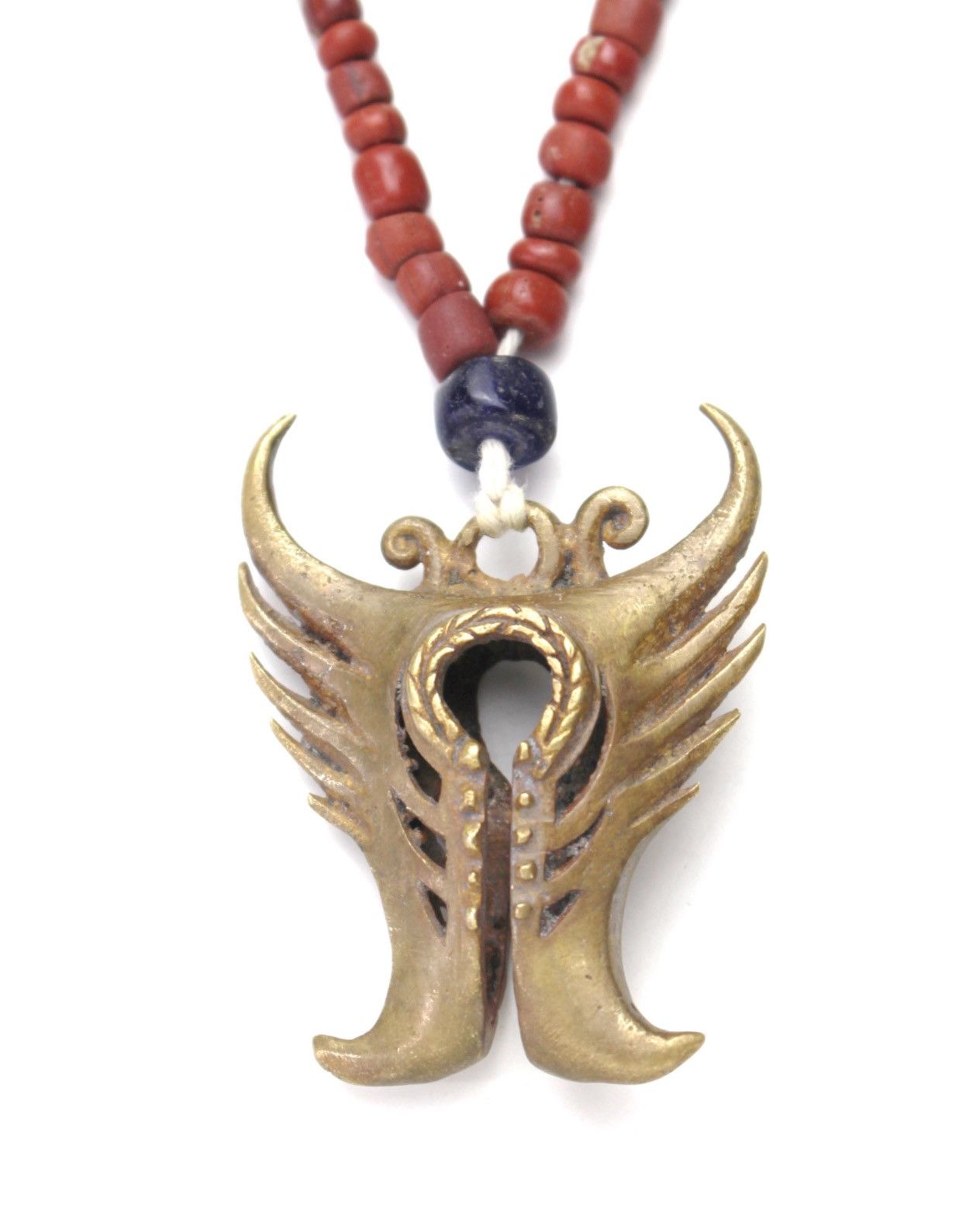 Vintage 1970S SUMBA MAMULI NECKLACE – BRONZE TALISMAN WITH RED CORAL Size ONE SIZE - 3 Thumbnail