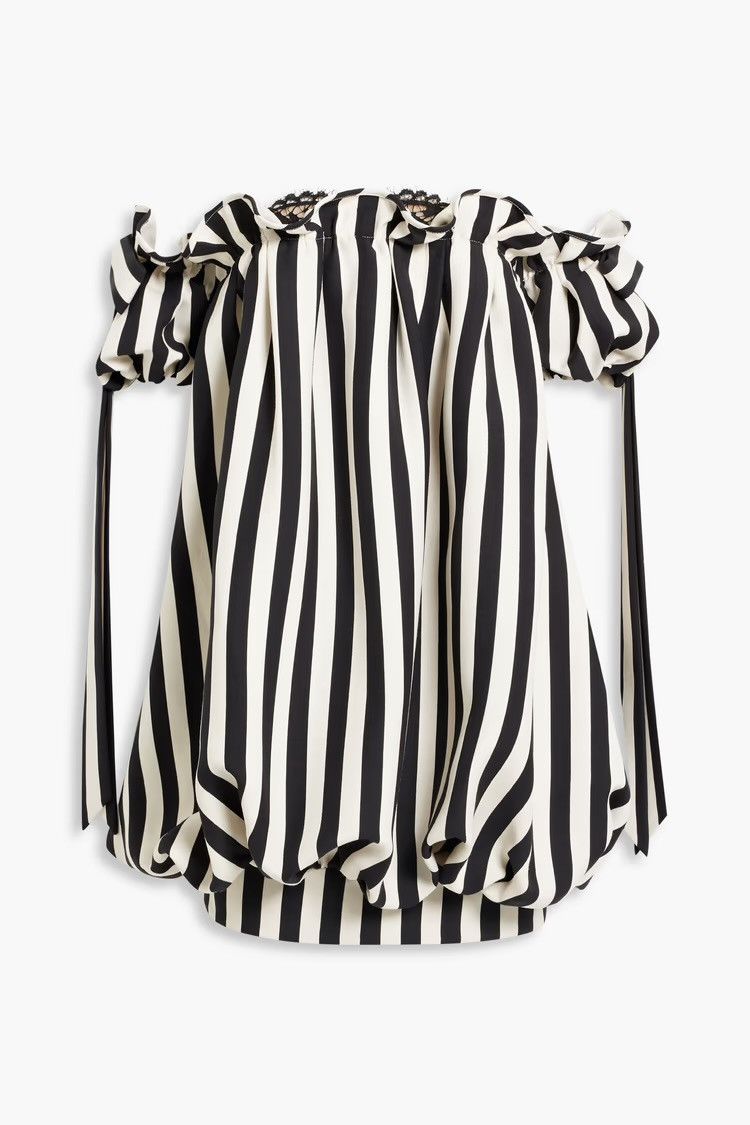 Valentino Valentino GARAVANI Off-the-shoulder striped wool silk-blend Size M / US 6-8 / IT 42-44 - 1 Thumbnail