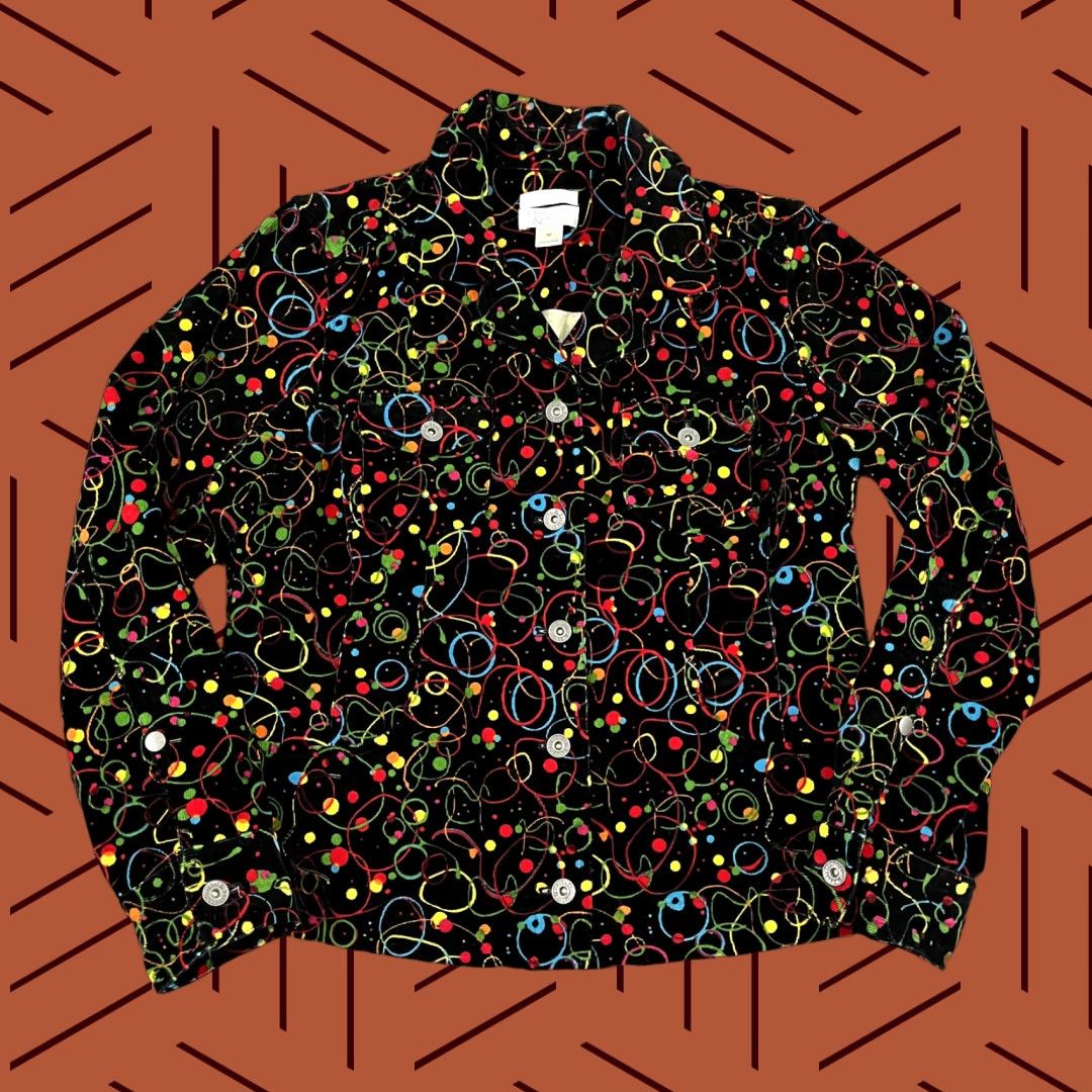 Vintage Christopher & Banks Jacket Women Medium Black Splatter Nostalgic Whimsical Retro Size M / US 6-8 / IT 42-44 - 1 Thumbnail