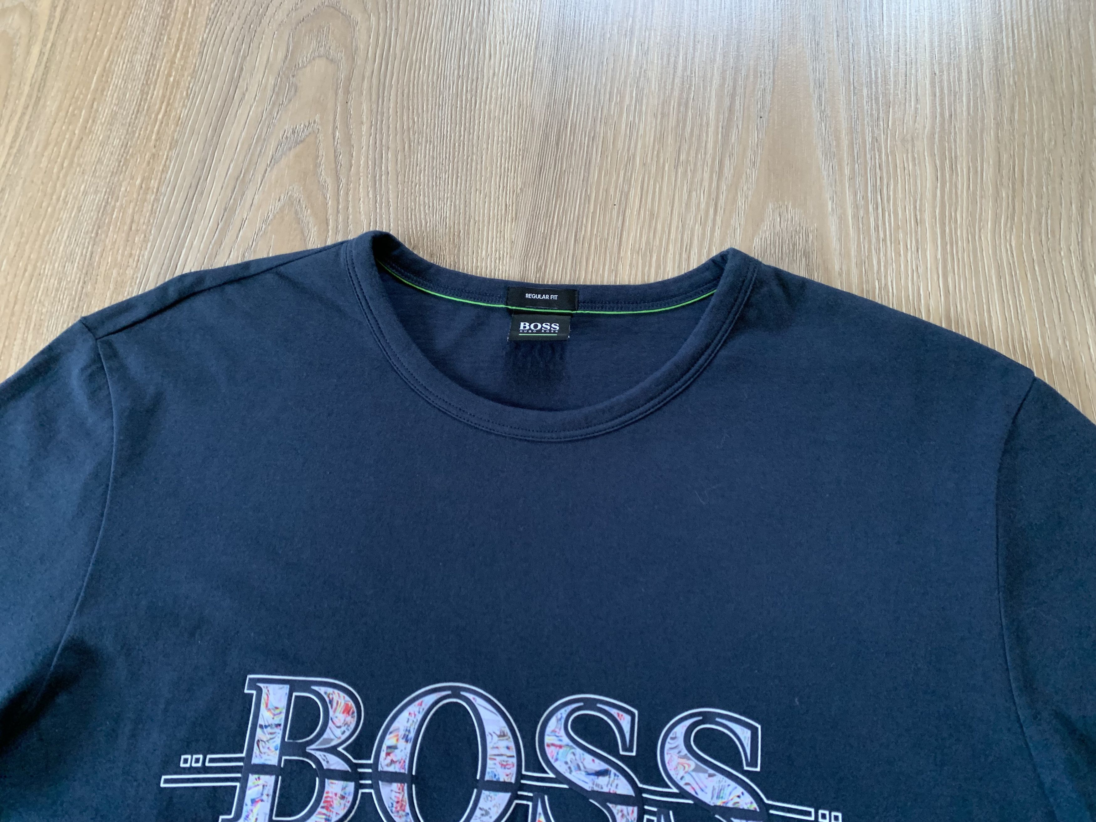 Hugo Boss Hugo Boss Green Slim Fit Blue Big Logo T Shirt Size US L / EU 52-54 / 3 - 4 Thumbnail