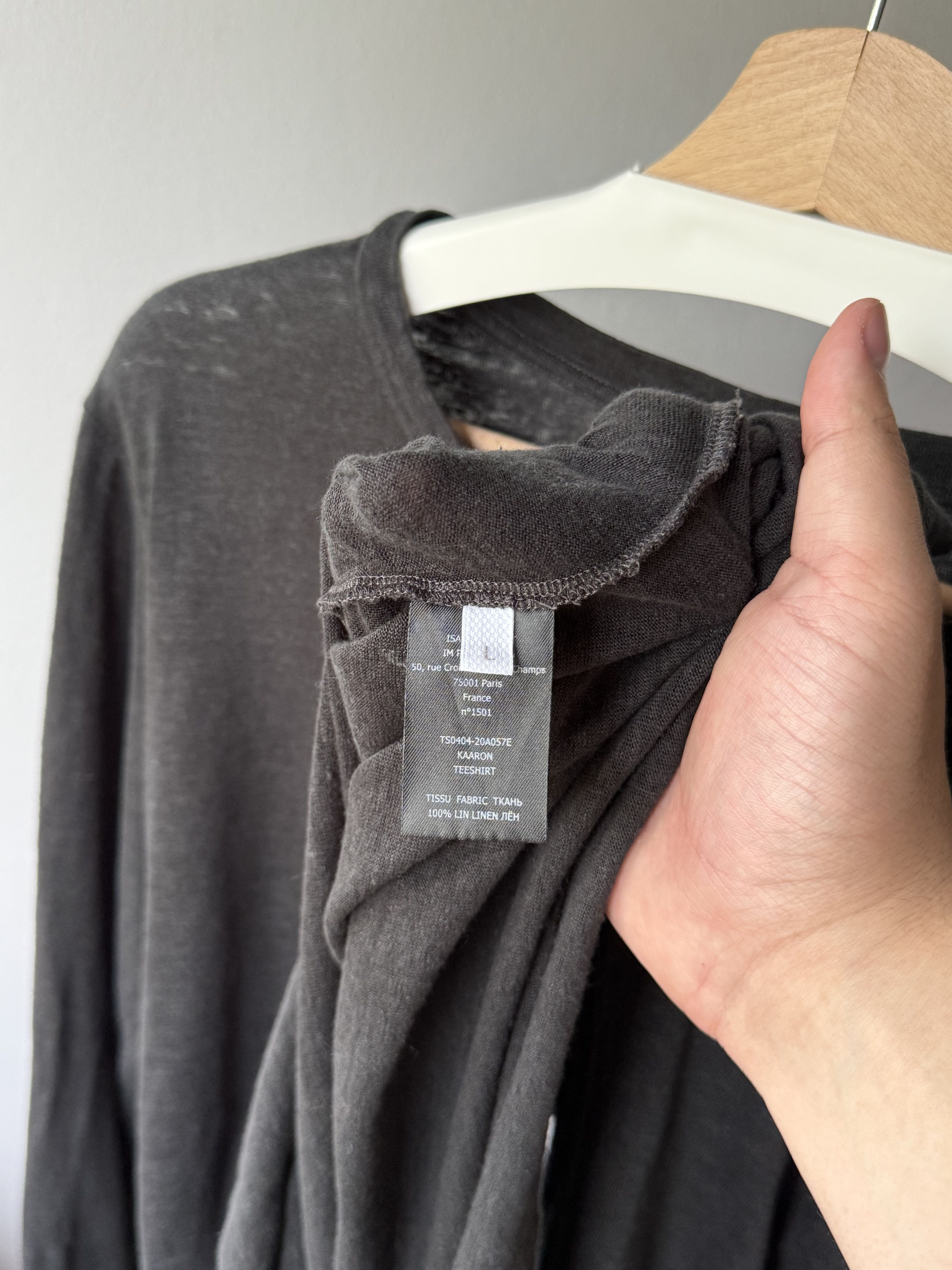 Isabel Marant Etoile Isabel Marant Etoile Kaaron Black Linen Long Sleeve T-Shirt Size L / US 10 / IT 46 - 9 Thumbnail