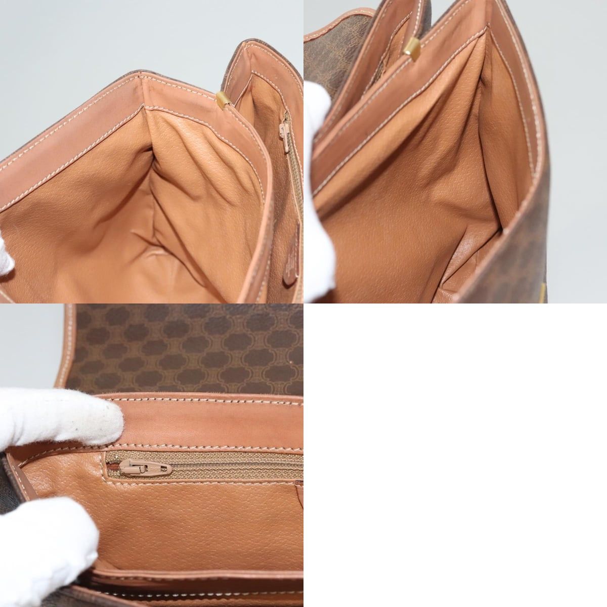 Celine CELINE Macadam Canvas Hand Bag Pvc Leather Brown Gold Size ONE SIZE - 13 Thumbnail