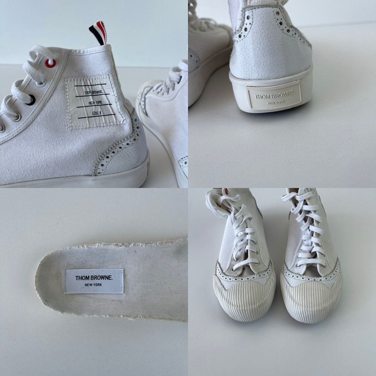 Thom Browne Thom Browne Hi-Top Canvas Broqued Trainer Sneakers White Size US 8 / EU 41 - 6 Thumbnail