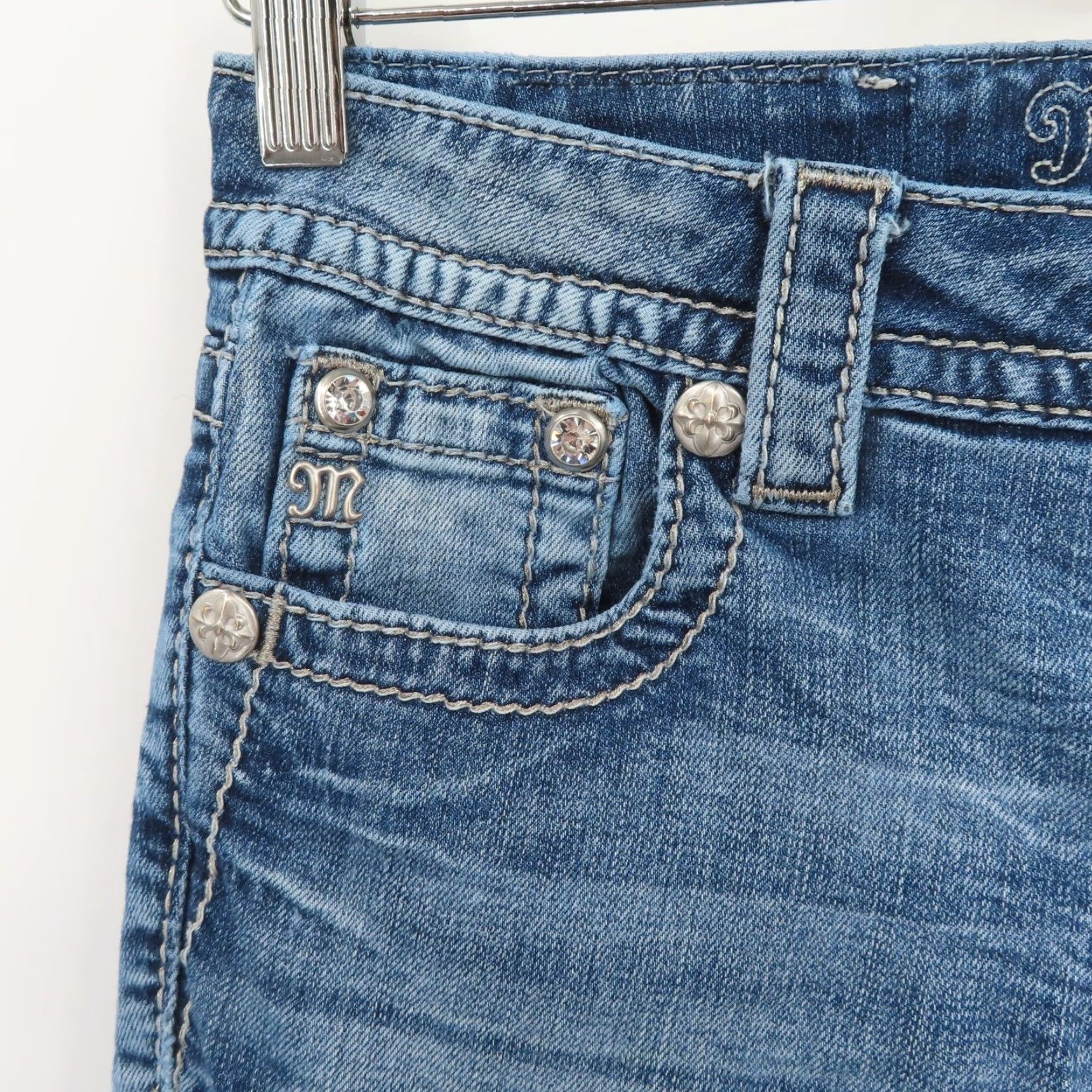 Miss Me Miss Me Chloe Boot Jeans Bootcut 26 Women Blue Denim Distressed 5-Pocket Pockets Cotton Blend Leather? (No) Size 26" / US 2 / IT 38 - 3 Thumbnail