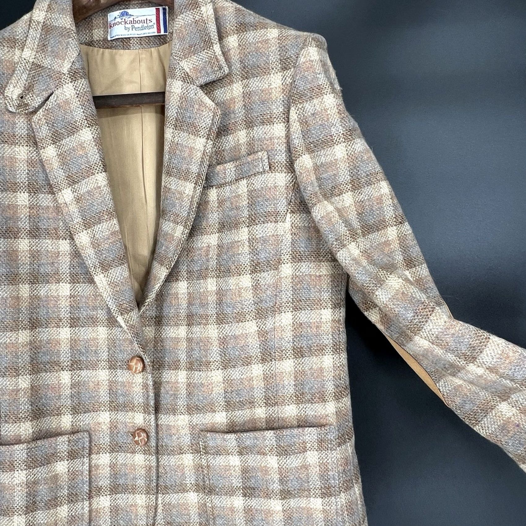 Pendleton VINTAGE Pendleton Knockabouts Blazer Womens Plaid 2 Button Leather Elbow Patches Sz Med Size M / US 6-8 / IT 42-44 - 7 Thumbnail