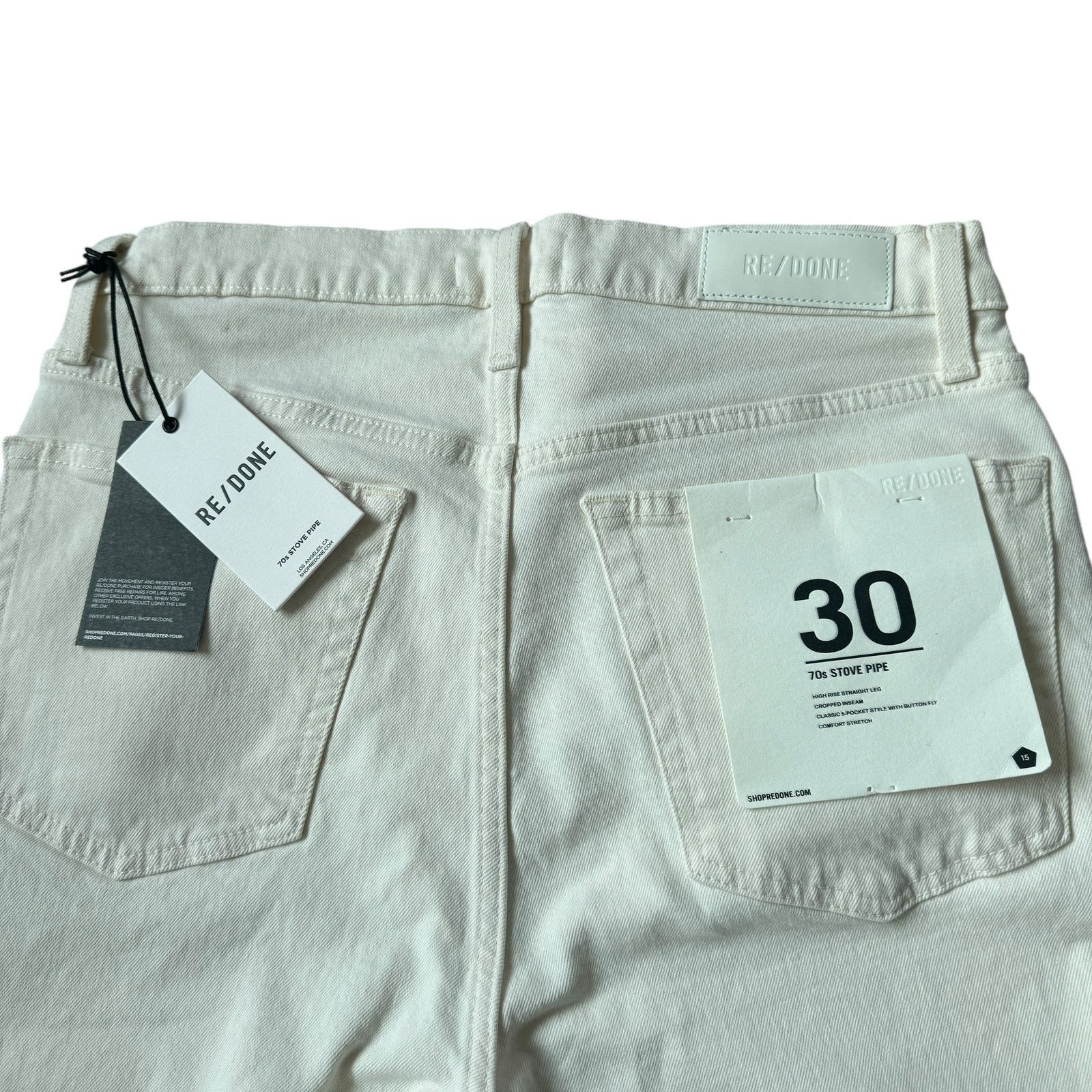 RE/DONE NEW Re/Done 70s Stovepipe Jeans Vintage White Size 30" / US 8 / IT 44 - 7 Thumbnail