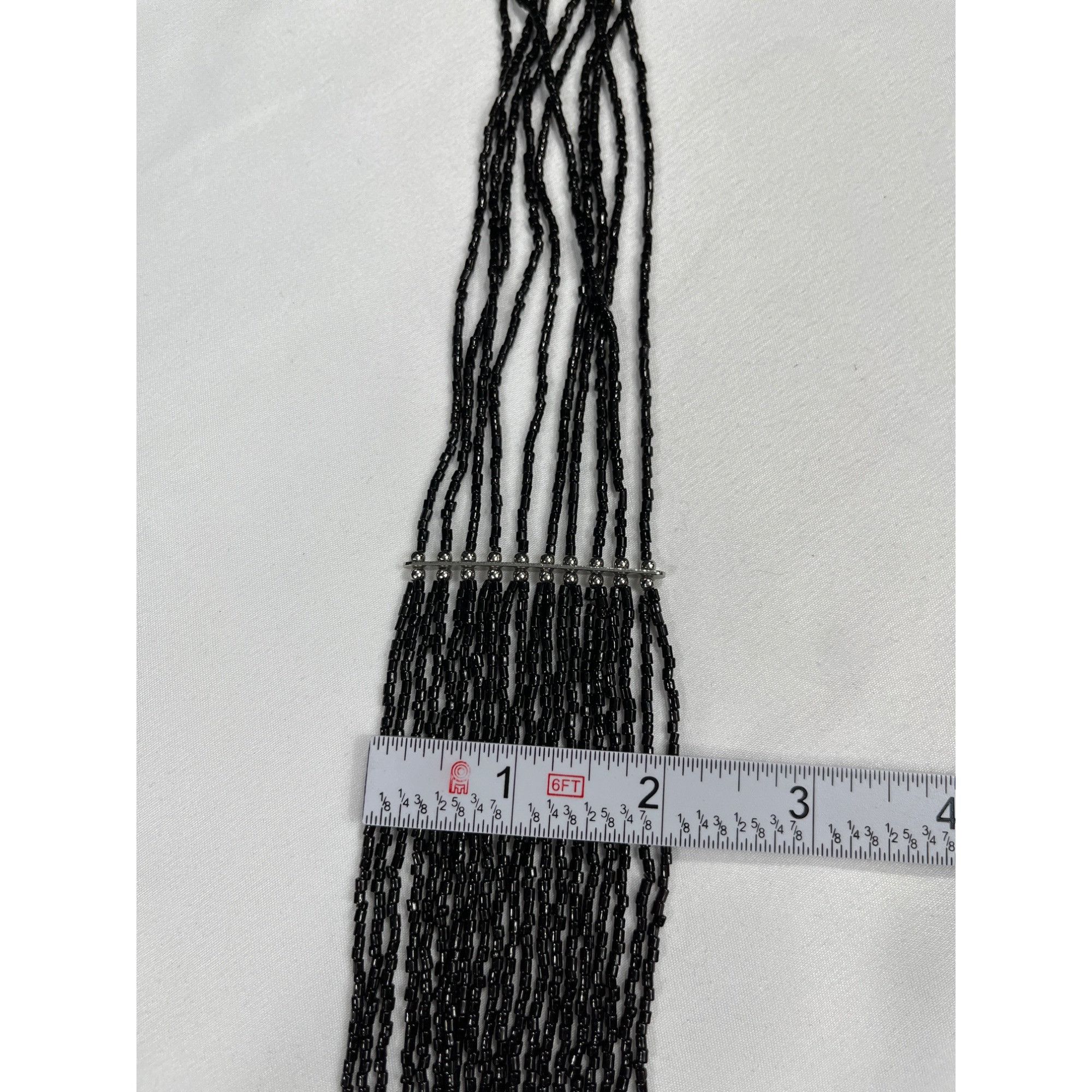Vintage Multi Strand Black Beaded Necklace SKU 7853 With Adjustable Size ONE SIZE - 5 Thumbnail