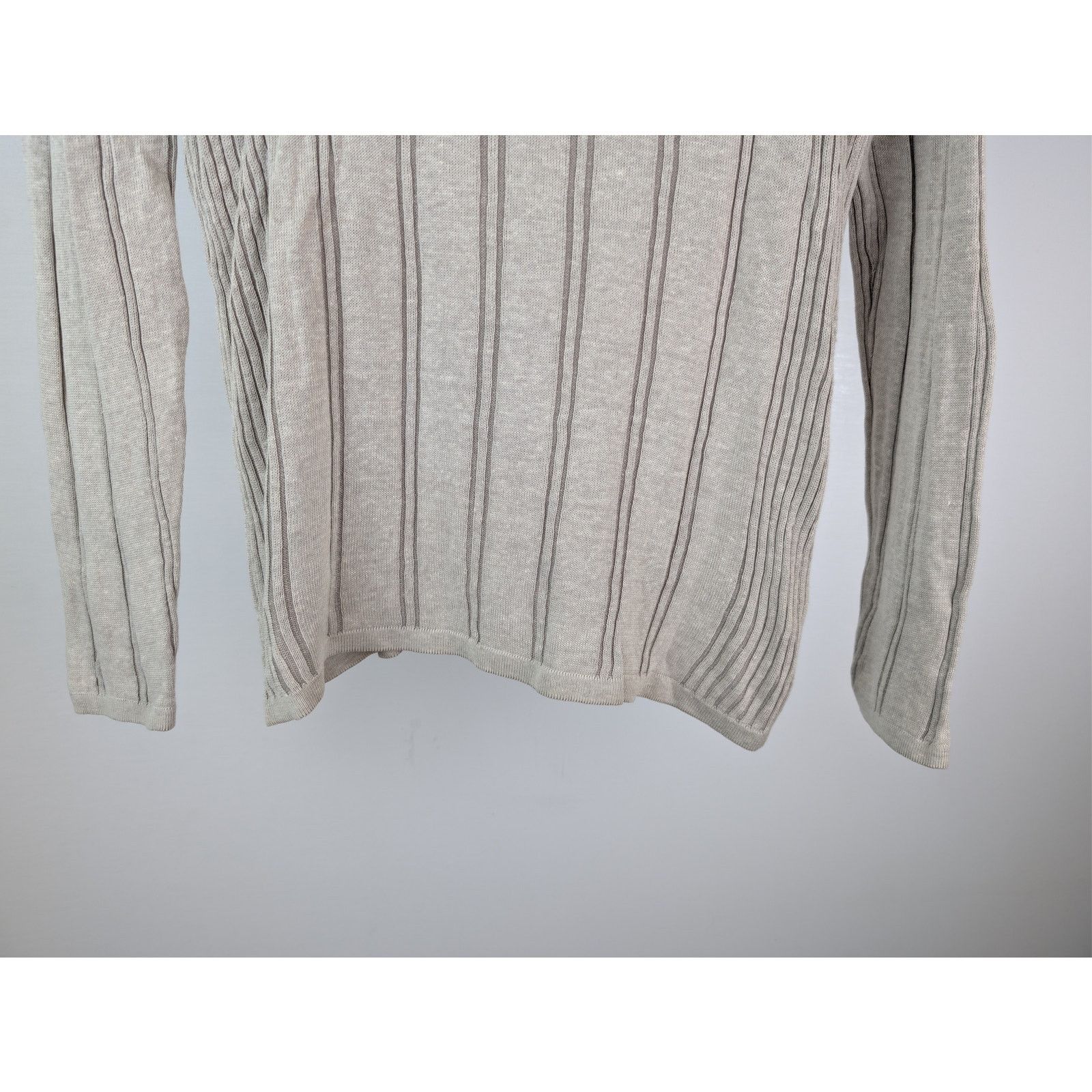 Hermes o1rshd1 CC20 Striped Knit Long-Sleeve Polo Shirt in Beige Size US M / EU 48-50 / 2 - 12 Thumbnail