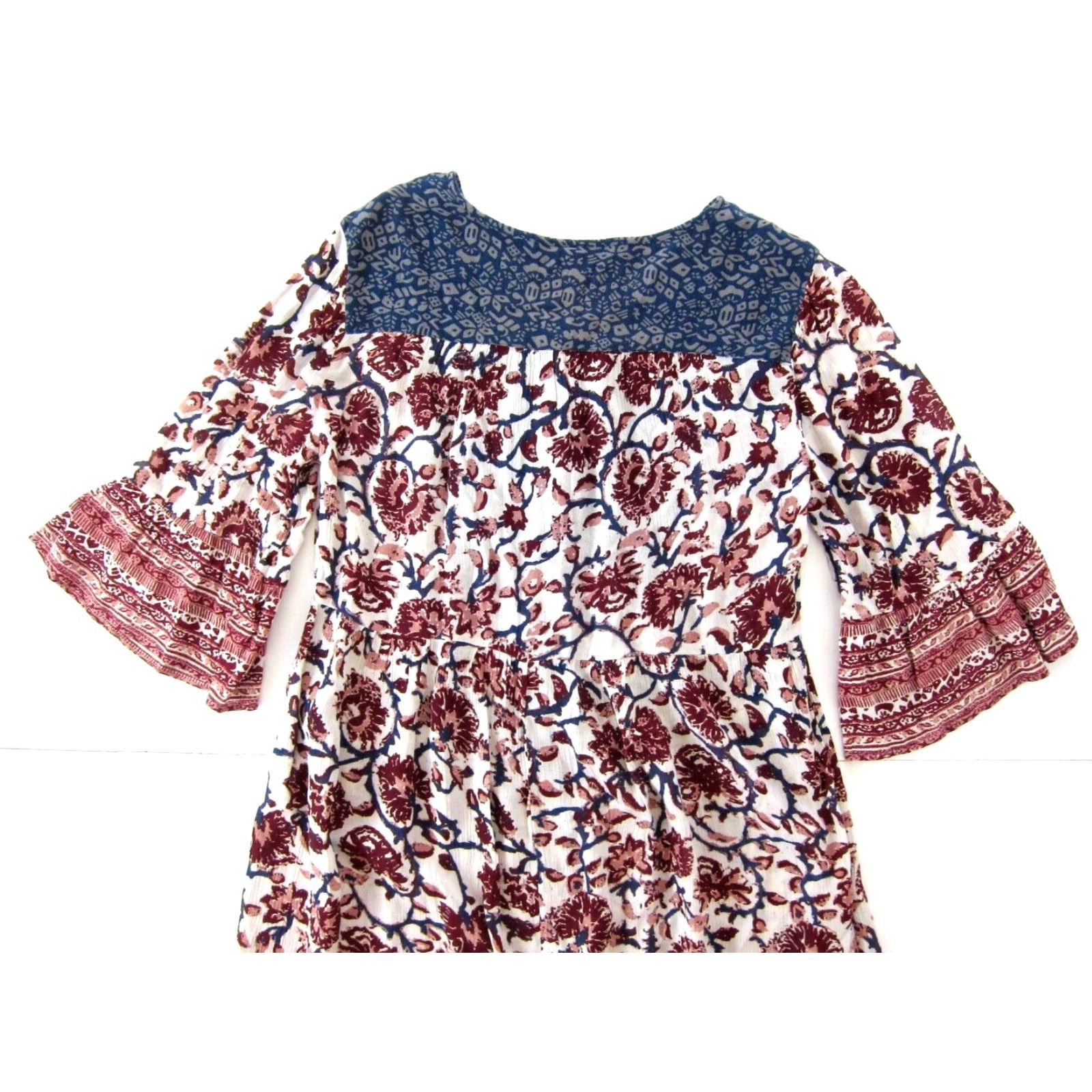 Vintage Style & Co 100% Rayon Pink Blue Red Floral 3/4 Sleeve Tunic Smock Dress Small Size S / US 4 / IT 40 - 5 Thumbnail
