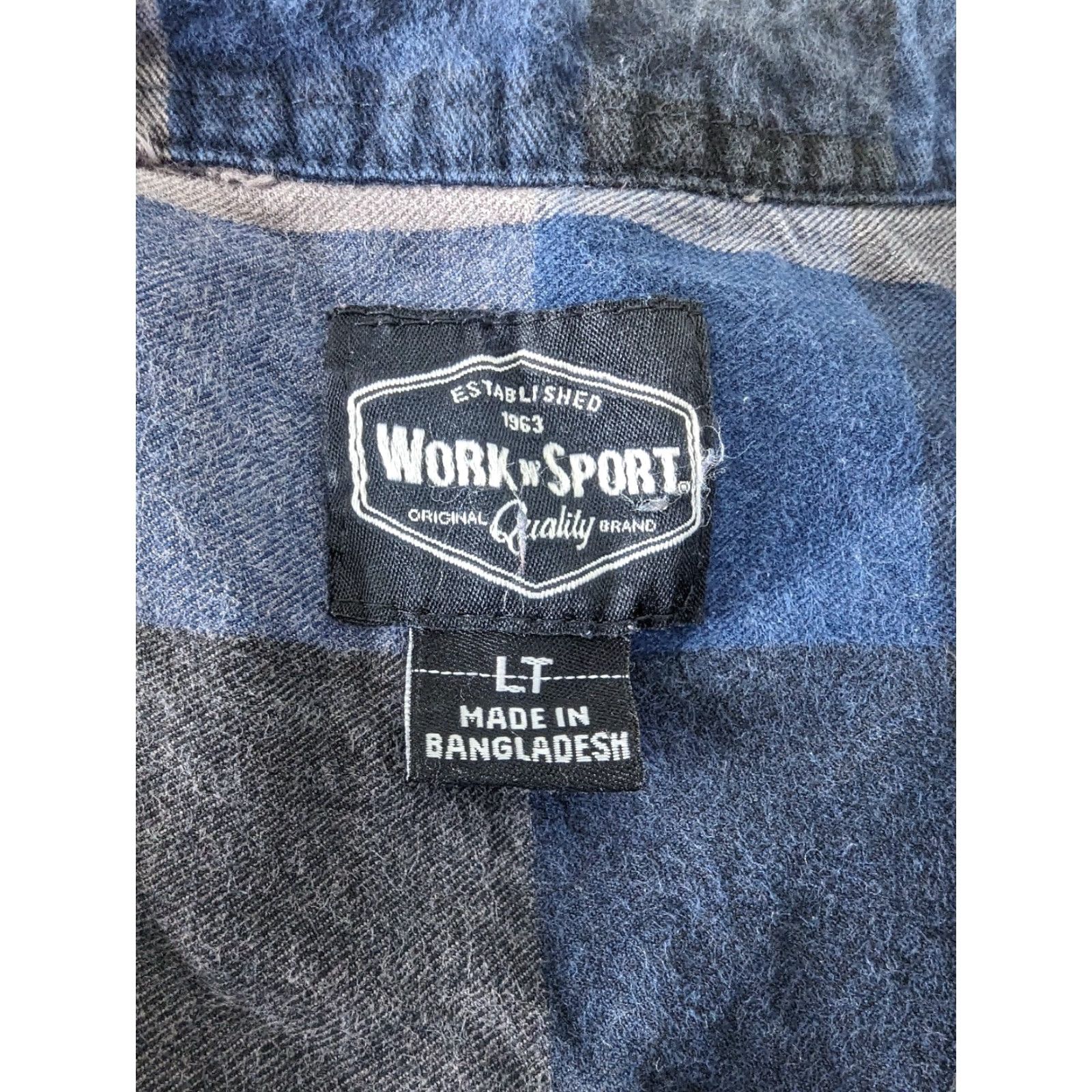 Vintage Work n' Sport Mens Plaid Long Sleeve Flannel Shirt LT Large Tall Blue Check Button-Up Big & Tall Mens Size US L / EU 52-54 / 3 - 3 Thumbnail
