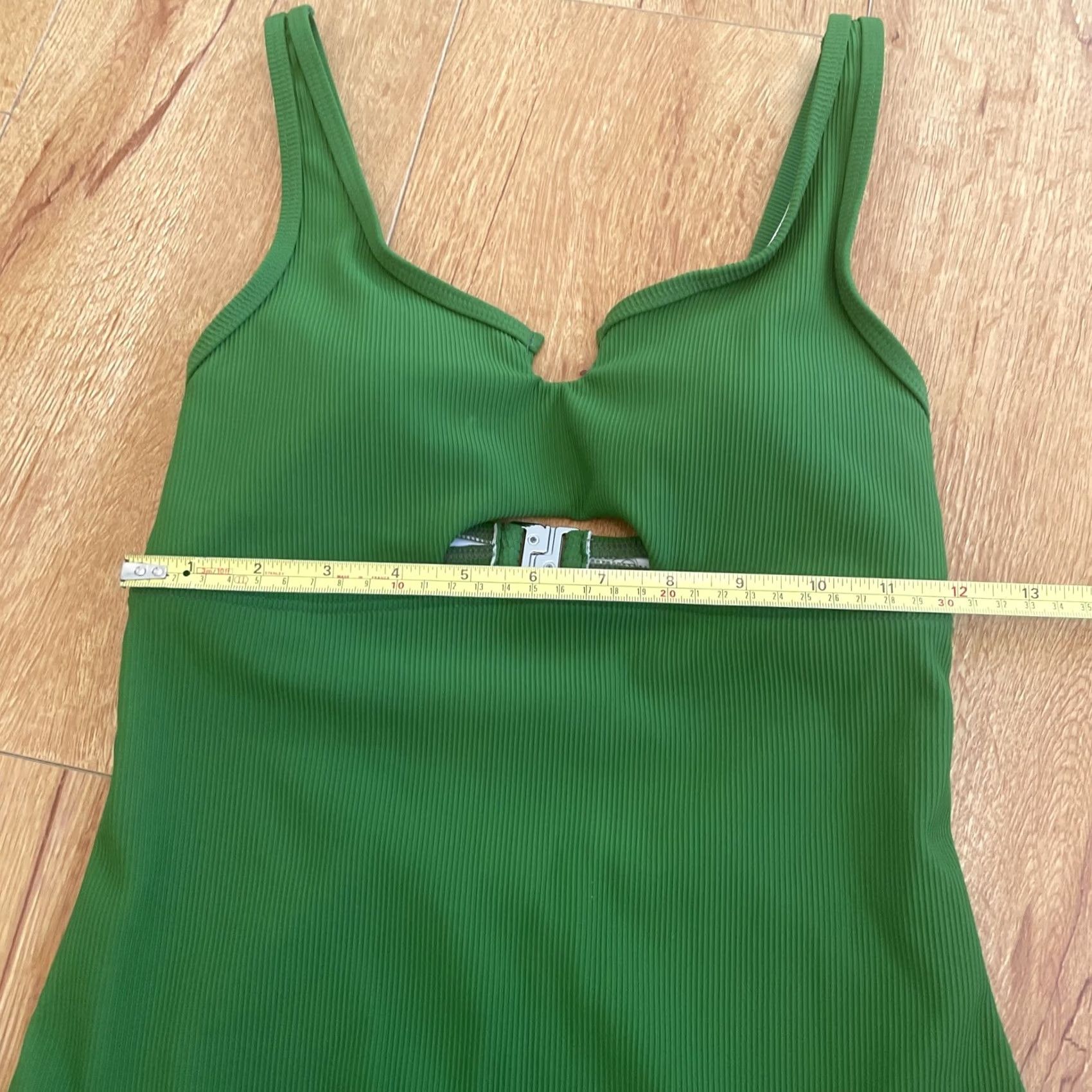 Vintage Charmo One Piece Bathing Suit Ribbed Cutout Padded Swimsuit S Women Green High Cut Size S / US 4 / IT 40 - 4 Thumbnail