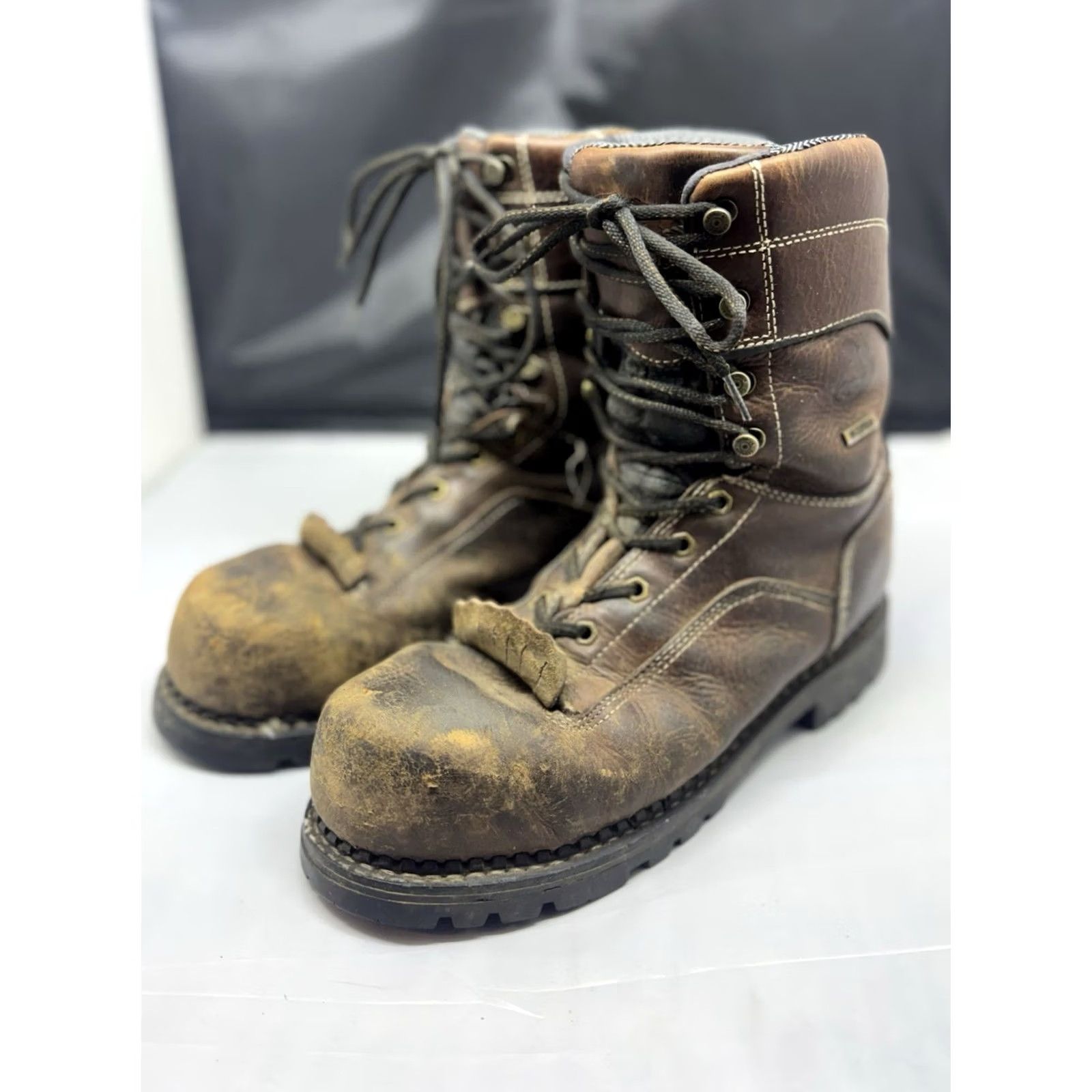 Vintage GEORGIA BOOT MEN'S LOGGER WATERPROOF Steel Toe Boots Brown 10W Shoes Leather Size US 9 / EU 42 - 2 Thumbnail