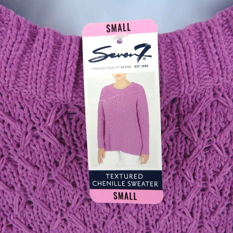 Other Seven7 Women's Textured Chenille Sweater Lilac Small NWT $69 Size S / US 4 / IT 40 - 5 Thumbnail
