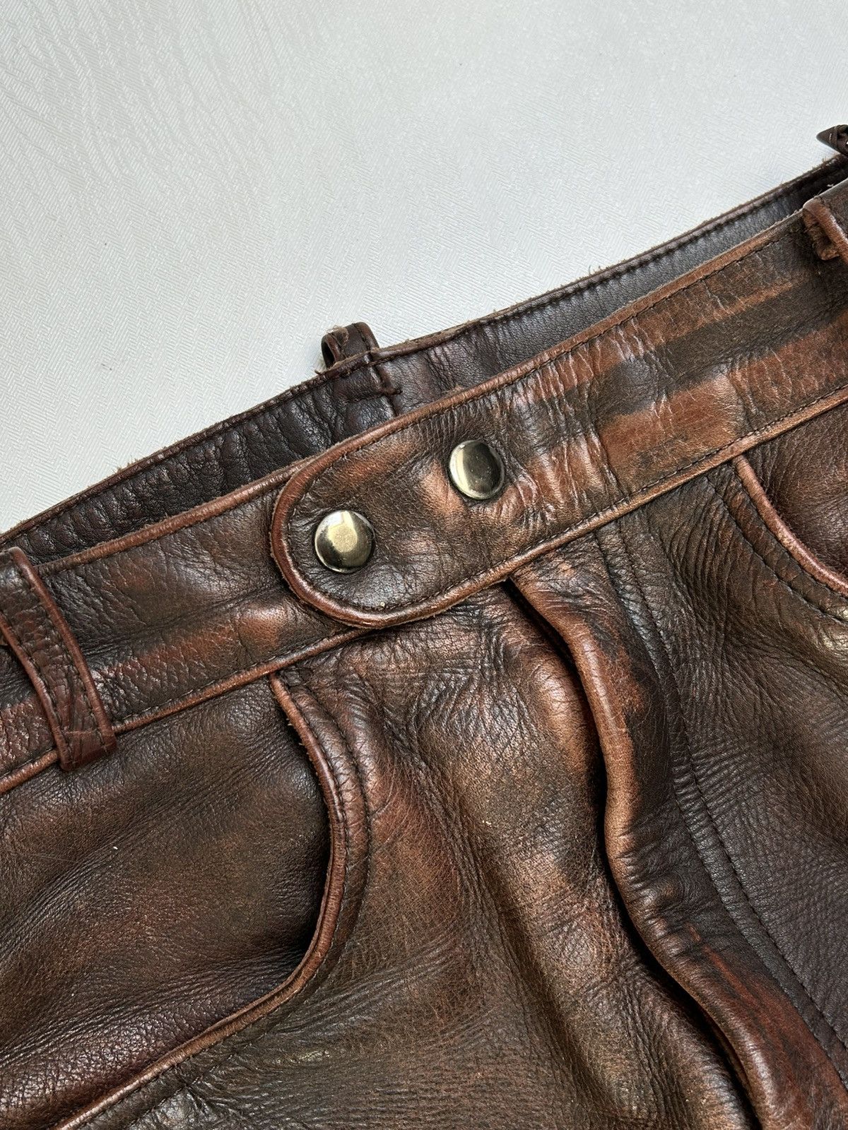 Vintage Heavy Vintage Leather Lace-Up Pants 90s Biker Archive Style Size 32" / US 10 / IT 46 - 8 Thumbnail