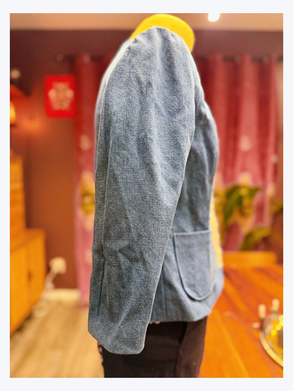 Other Chic Vintage-Style Denim Blazer with Ruffle Trim – Feminine Size M / US 6-8 / IT 42-44 - 7 Thumbnail