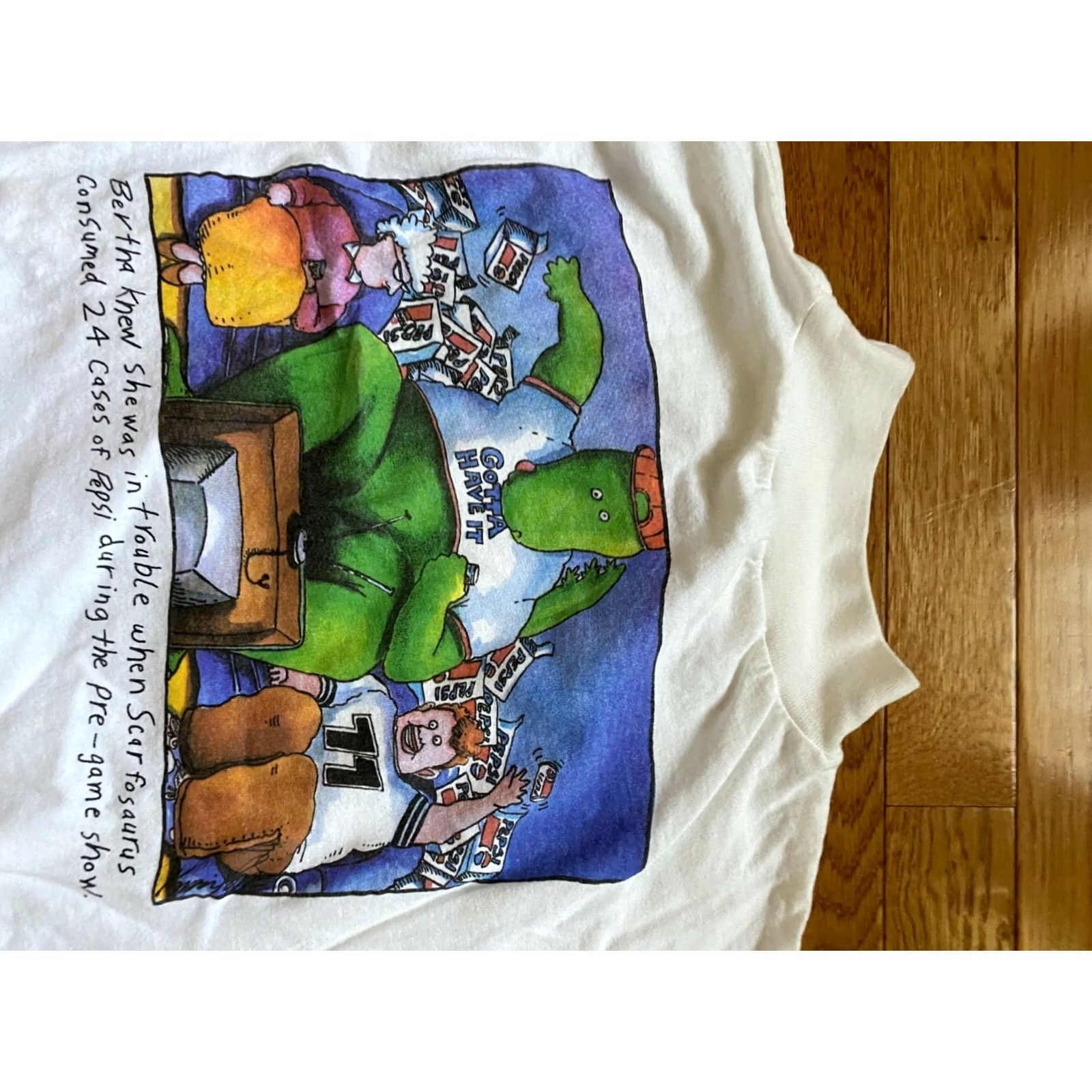 Vintage VTG Pepsi Cola Long Sleeve T-Shirt Bertha Scarfosaurus Crew Neck USA XL White Unisex Adults Graphic Tee 90s Size US XL / EU 56 / 4 - 3 Thumbnail